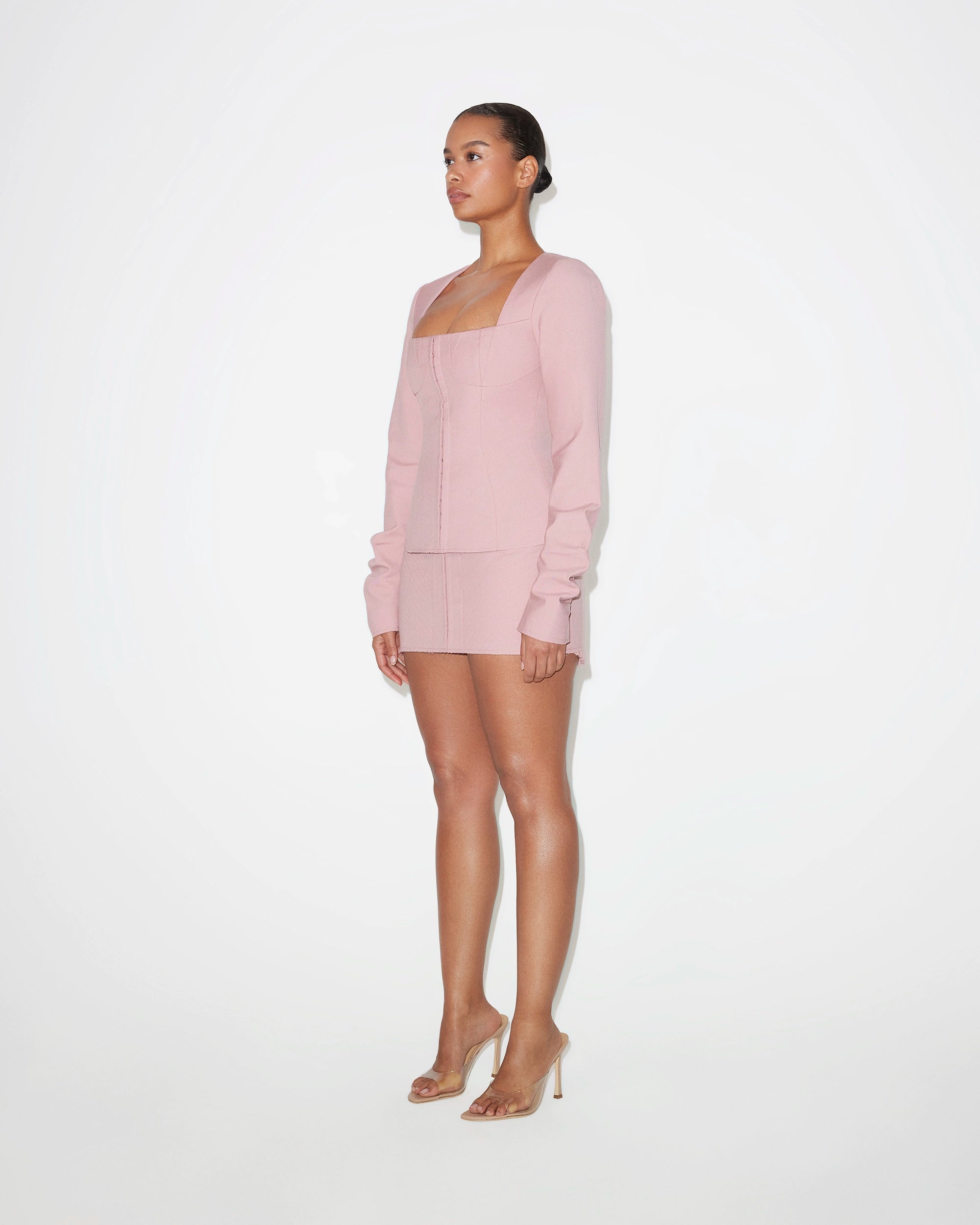 Blush Corset Long Sleeve Top