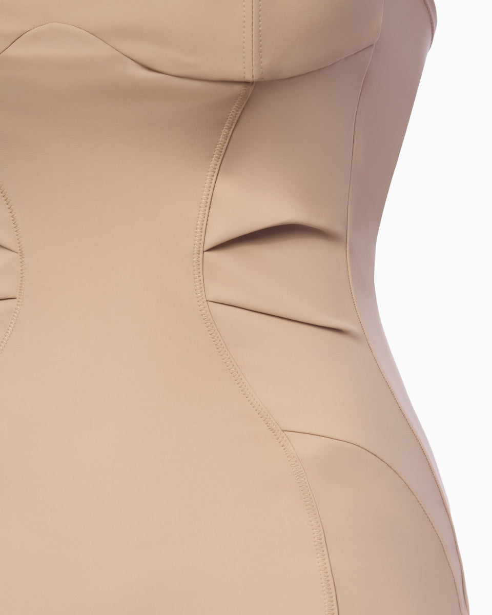 Beige Halter Neck Fitted Dress
