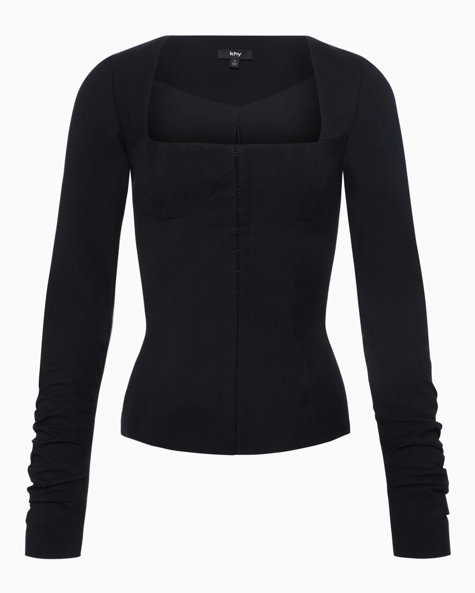 Black Corset Long Sleeve Top for Women