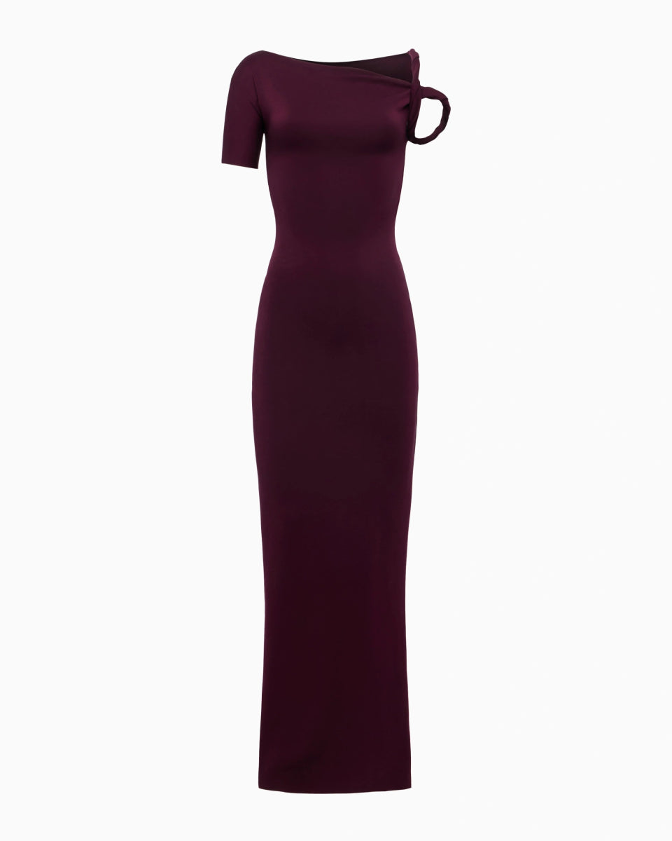 Black Cherry Sueded Stretch Twist Maxi Dress