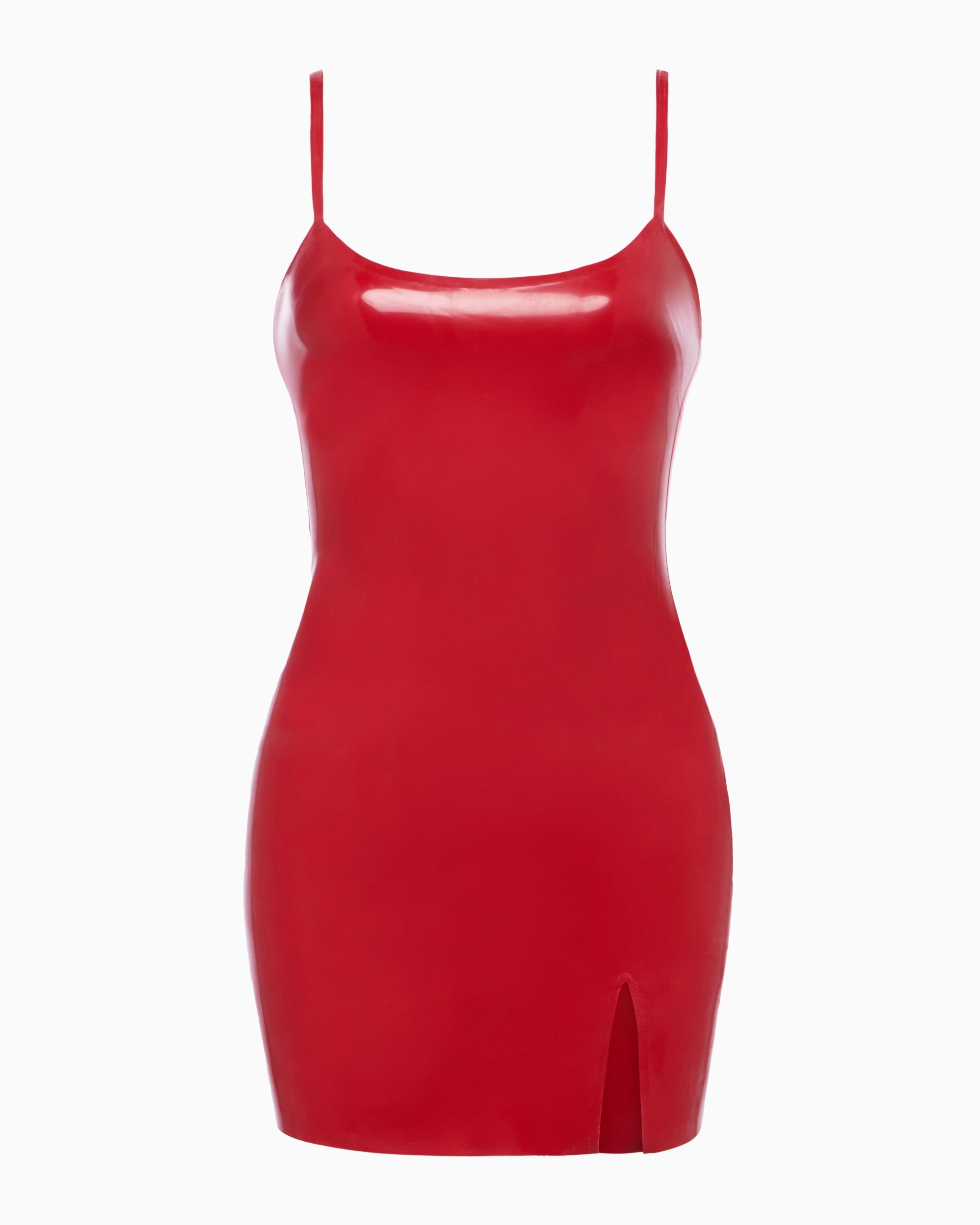 Rouge Latex Mini Dress | Slim Fit Party Wear