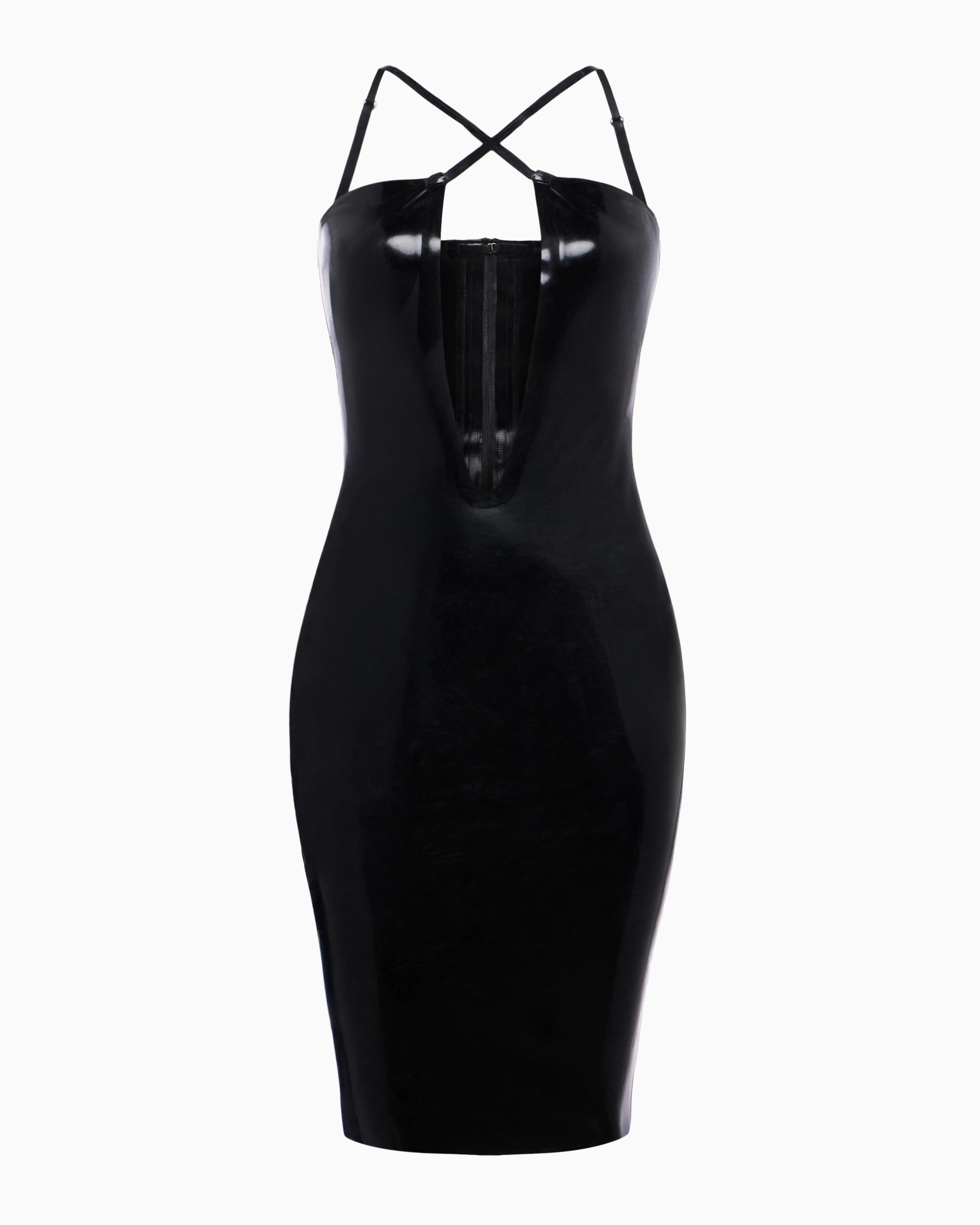Black Latex Cutout Bodycon Dress