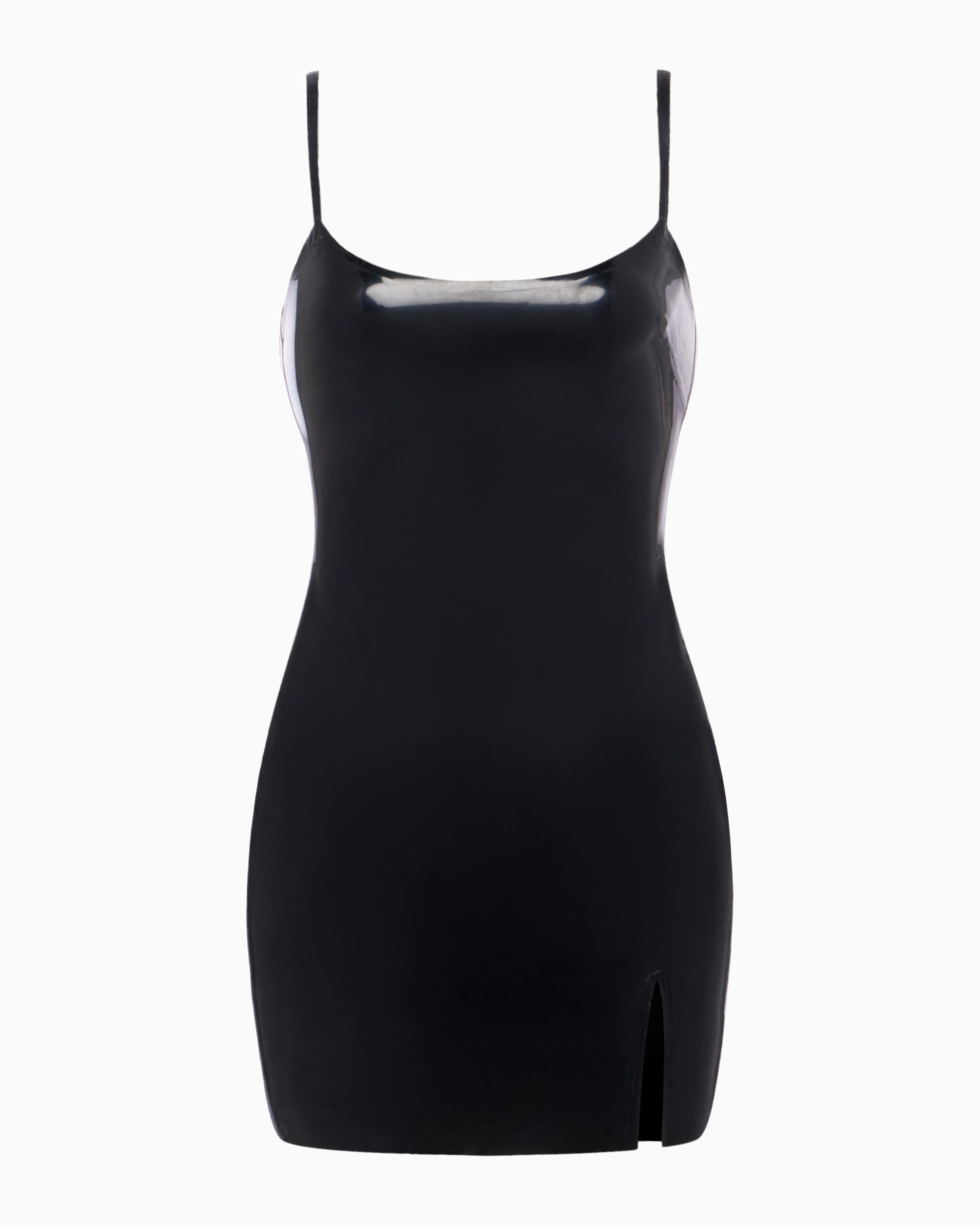 Black Latex Mini Dress for Night Out