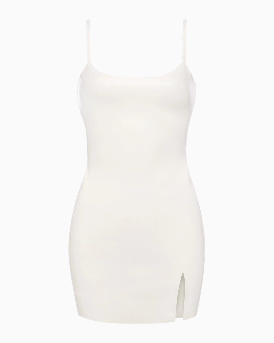 Bone-Colored Latex Mini Dress