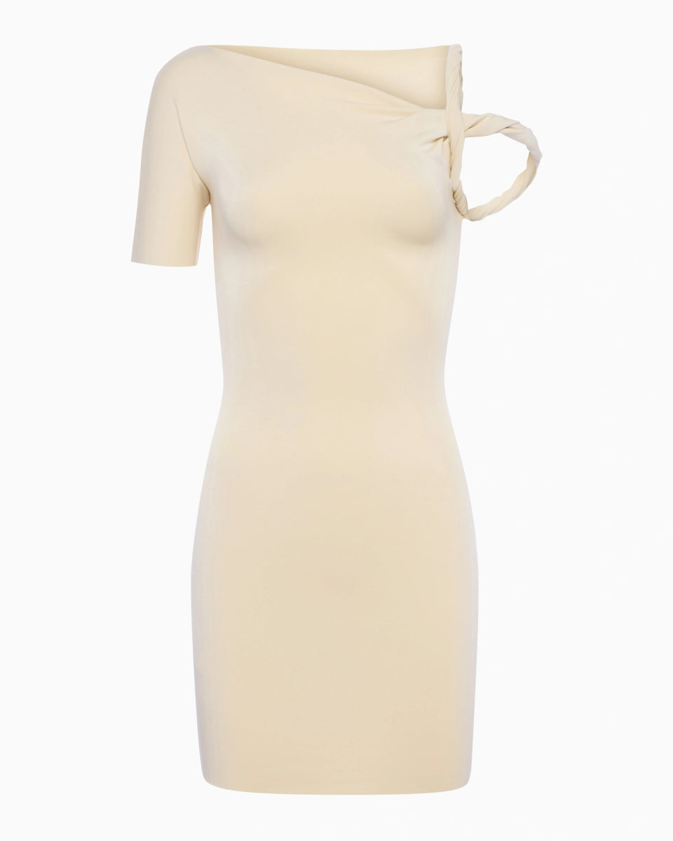 Stone Sueded Stretch Twist Mini Dress