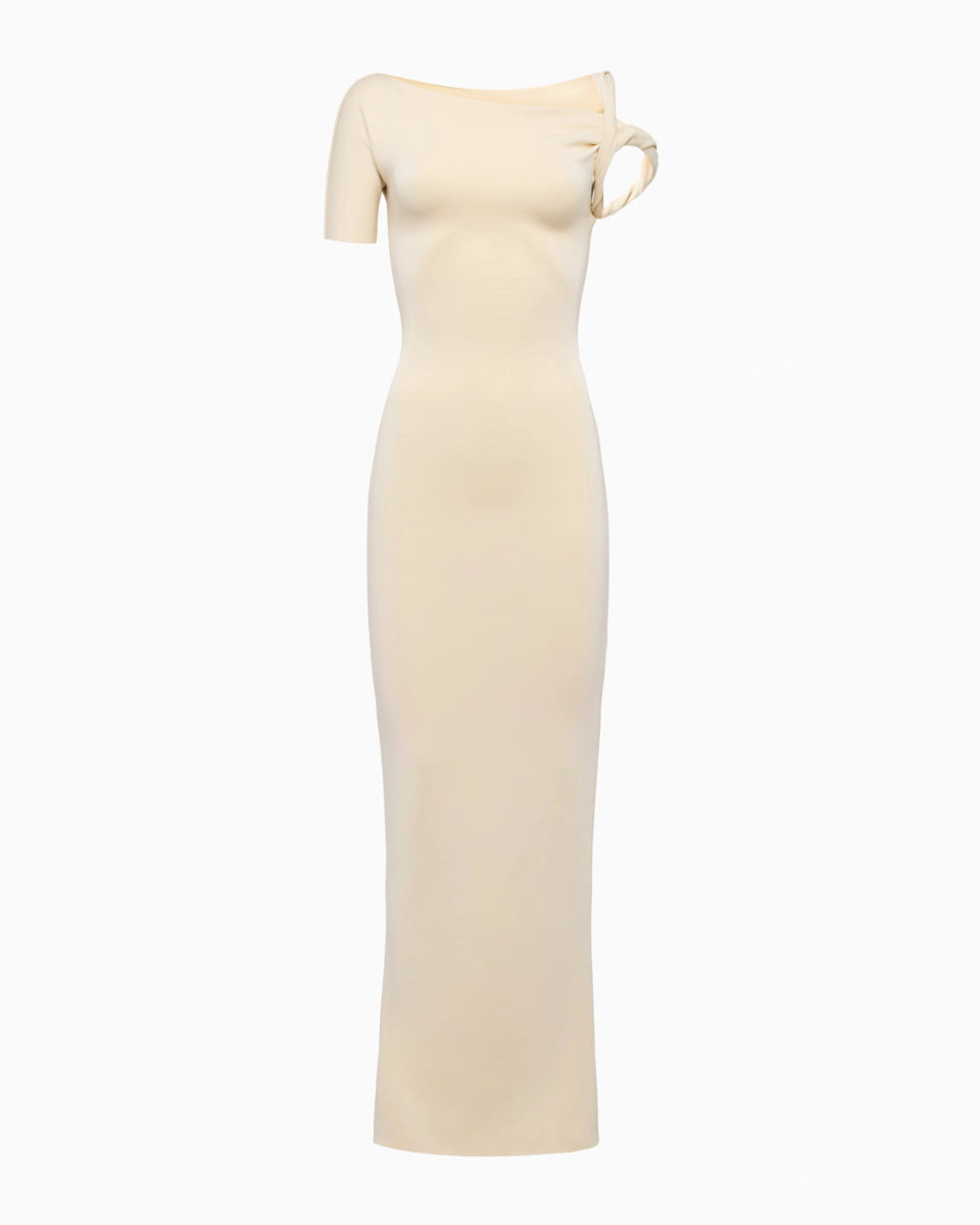 Stone Sueded Stretch Twist Maxi Dress
