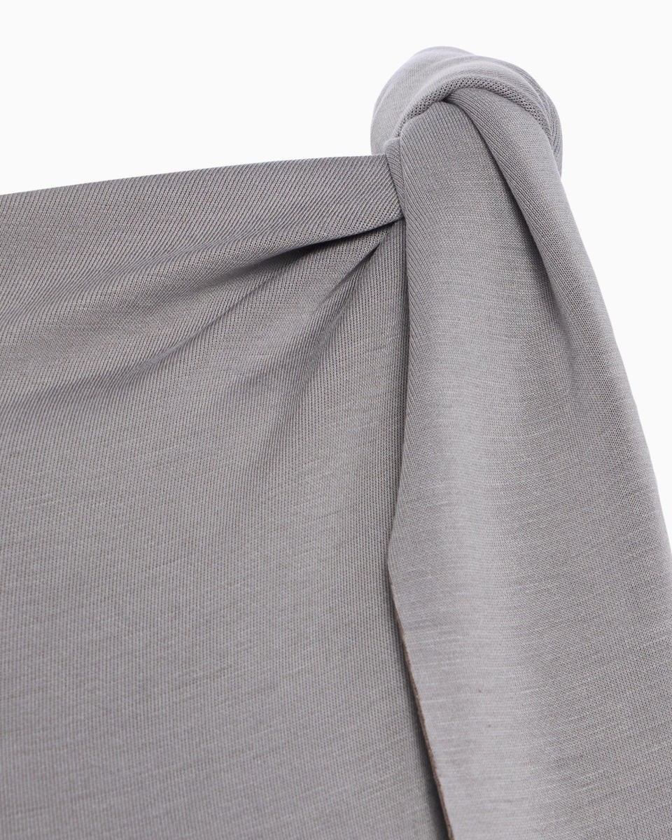 Steel Grey Knotted Mini Dress – Stretchy Suede Fabric