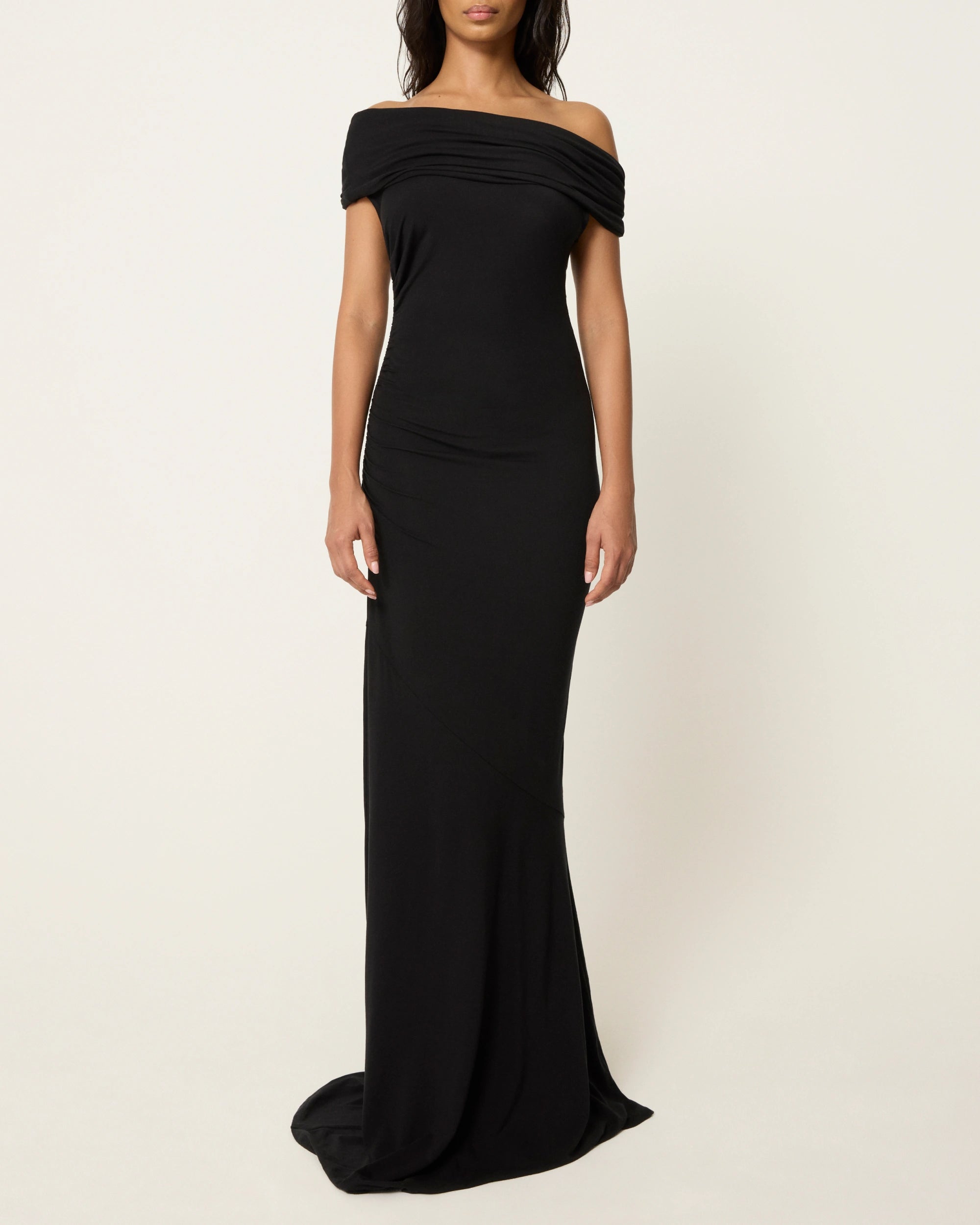 Black Off-Shoulder Dress for Evening Wear
