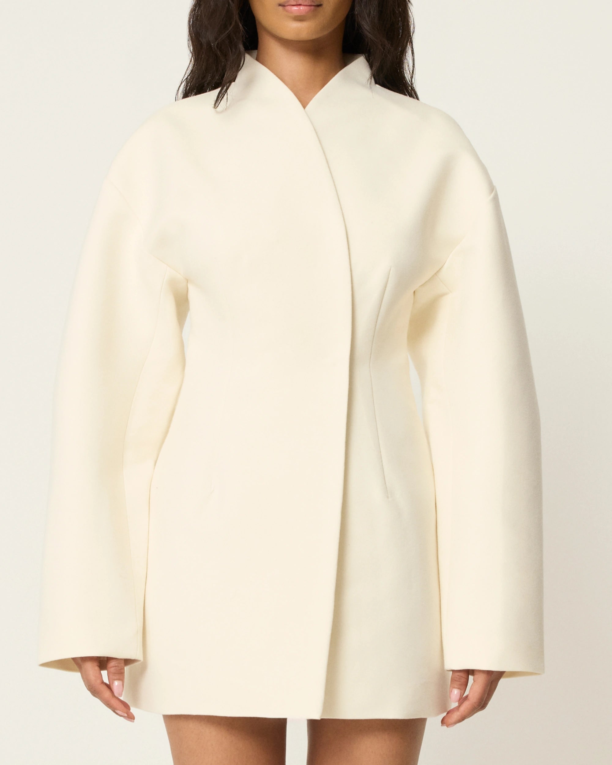 Warm White Tailored Mini Dress