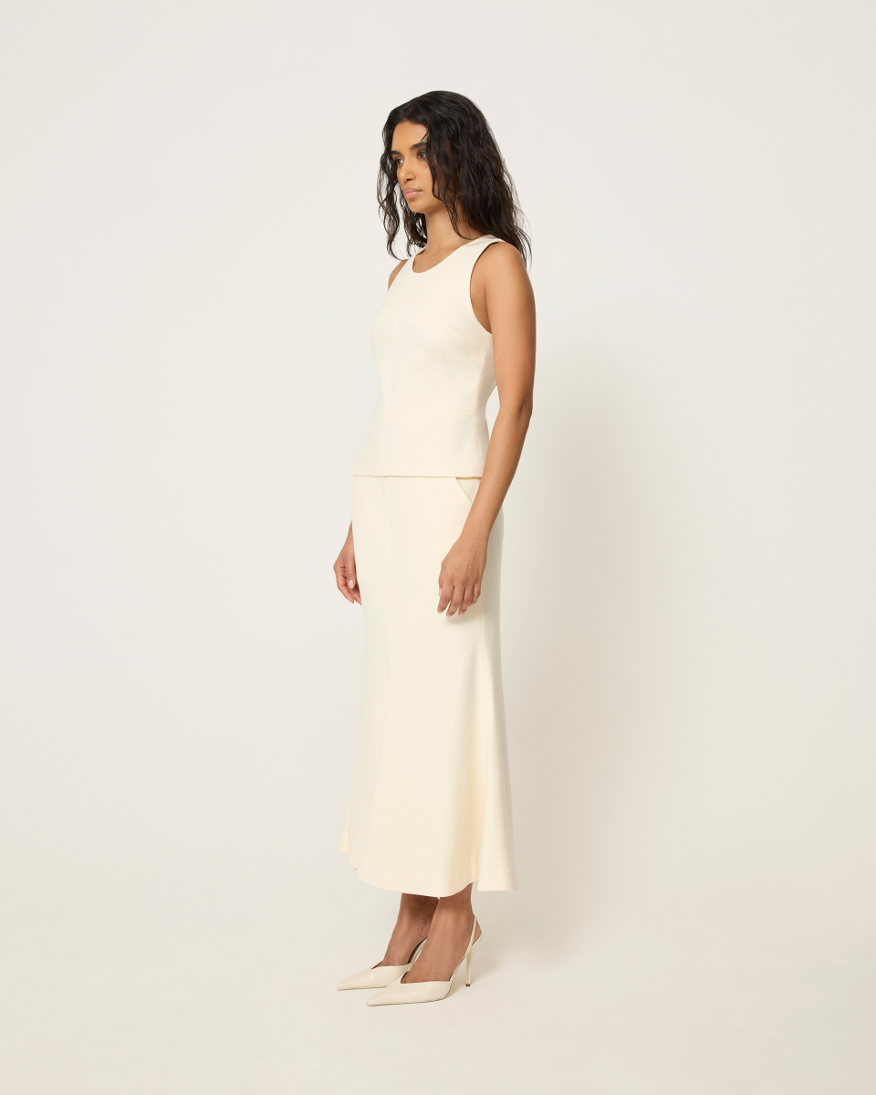 Warm White Tailored Tank Top for Women