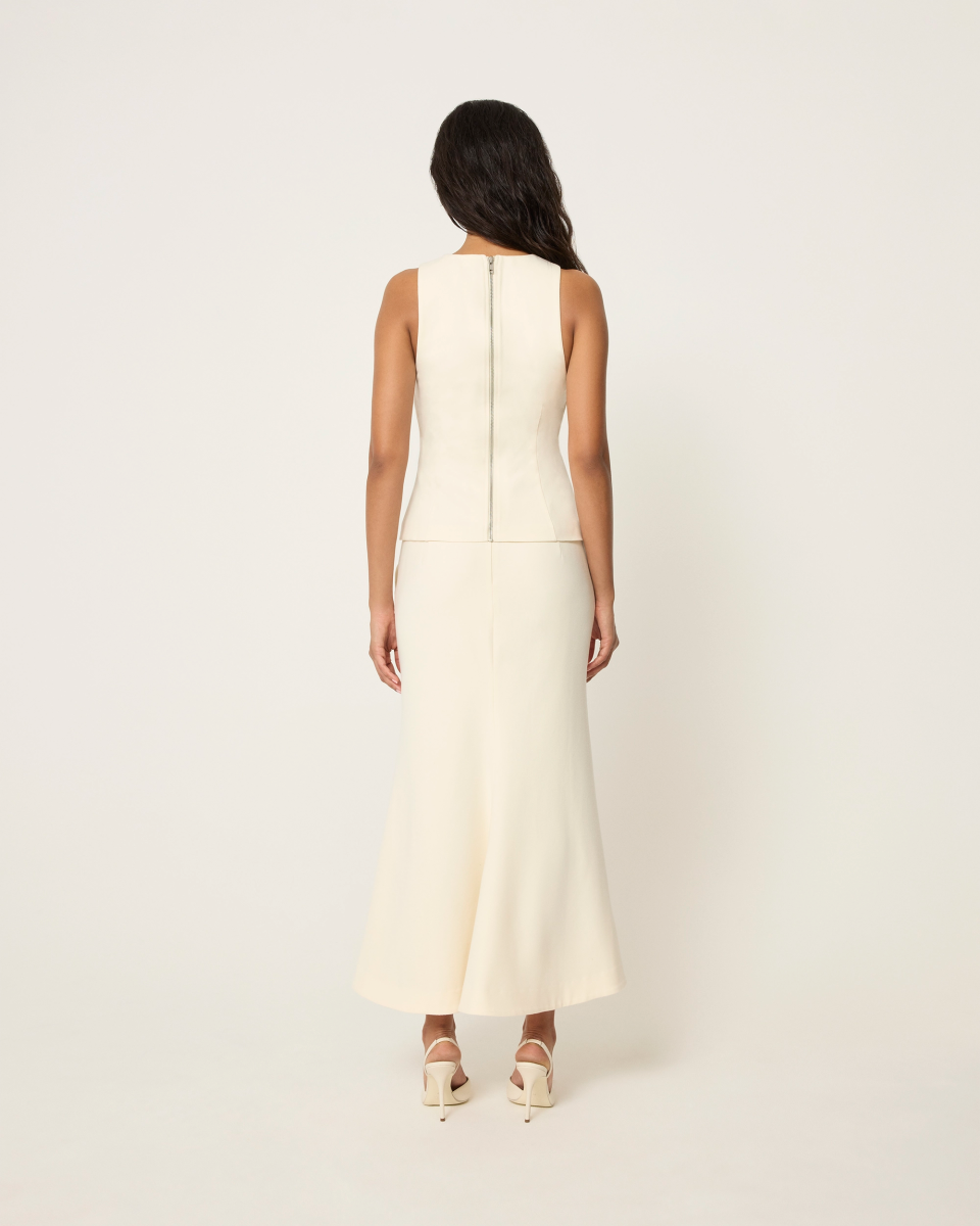 Warm White Tailored Tank Top for Women