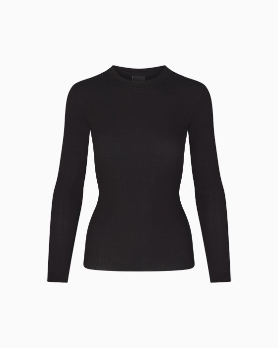 Black Ribbed Long Sleeve Tee