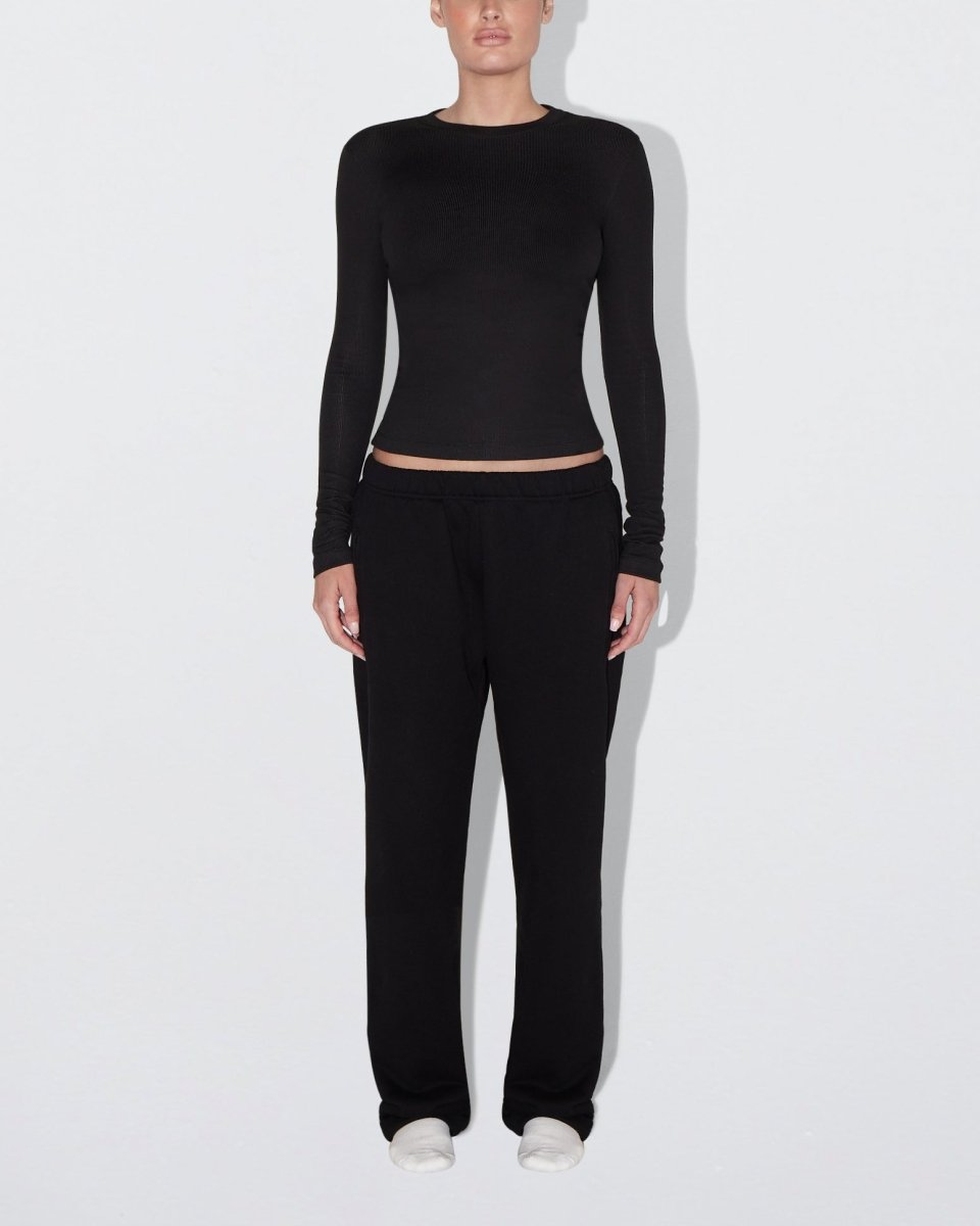 Black Ribbed Long Sleeve Tee