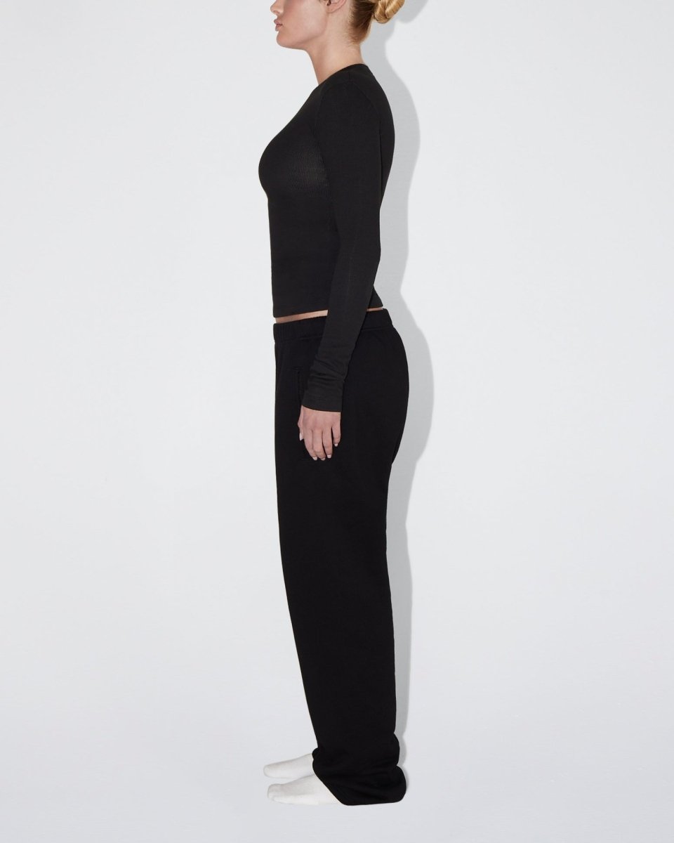 Black Ribbed Long Sleeve Tee