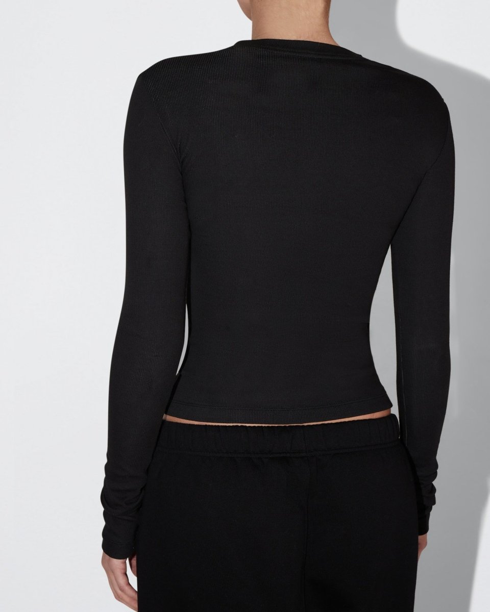 Black Ribbed Long Sleeve Tee