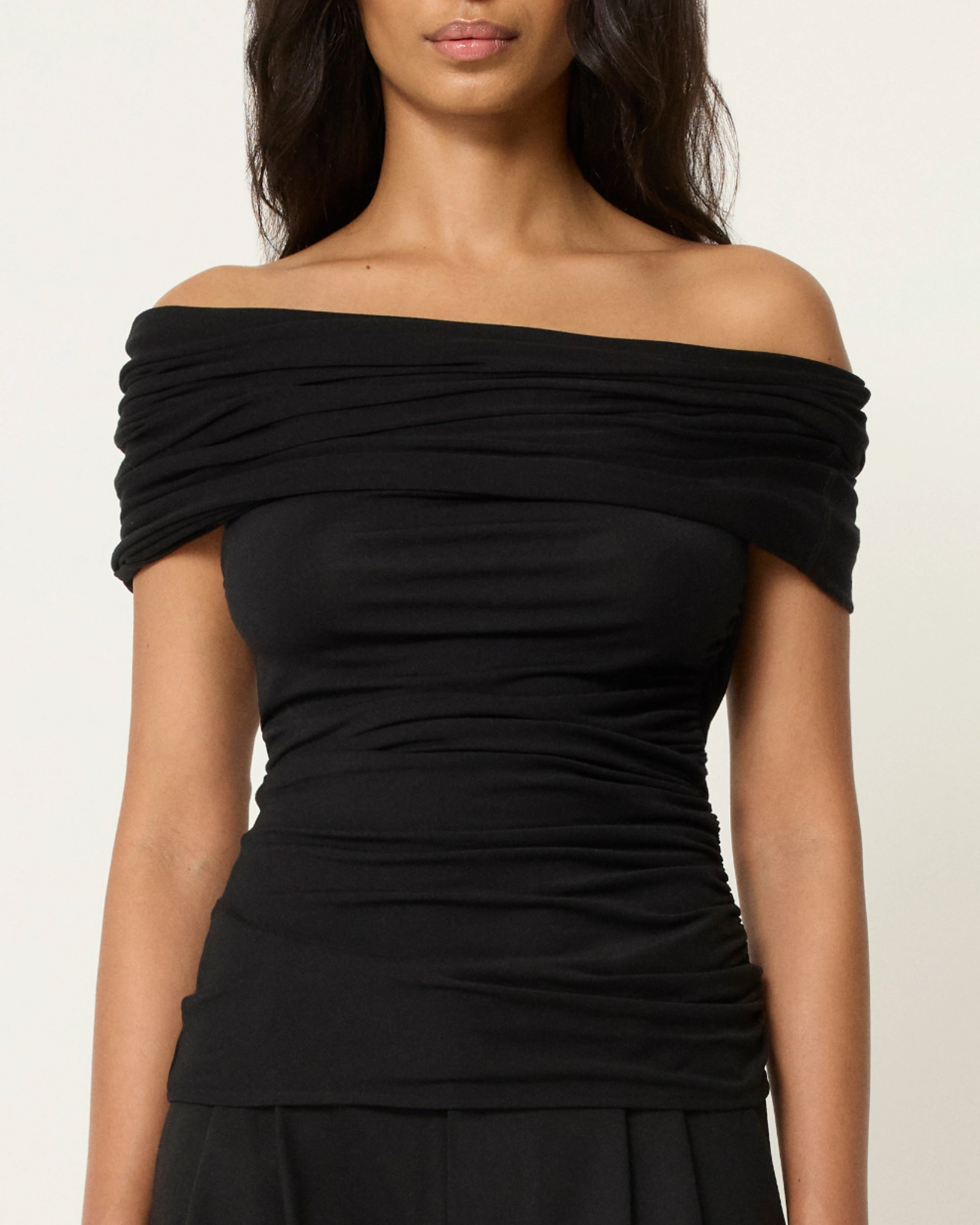 Black Off-Shoulder Draped Top