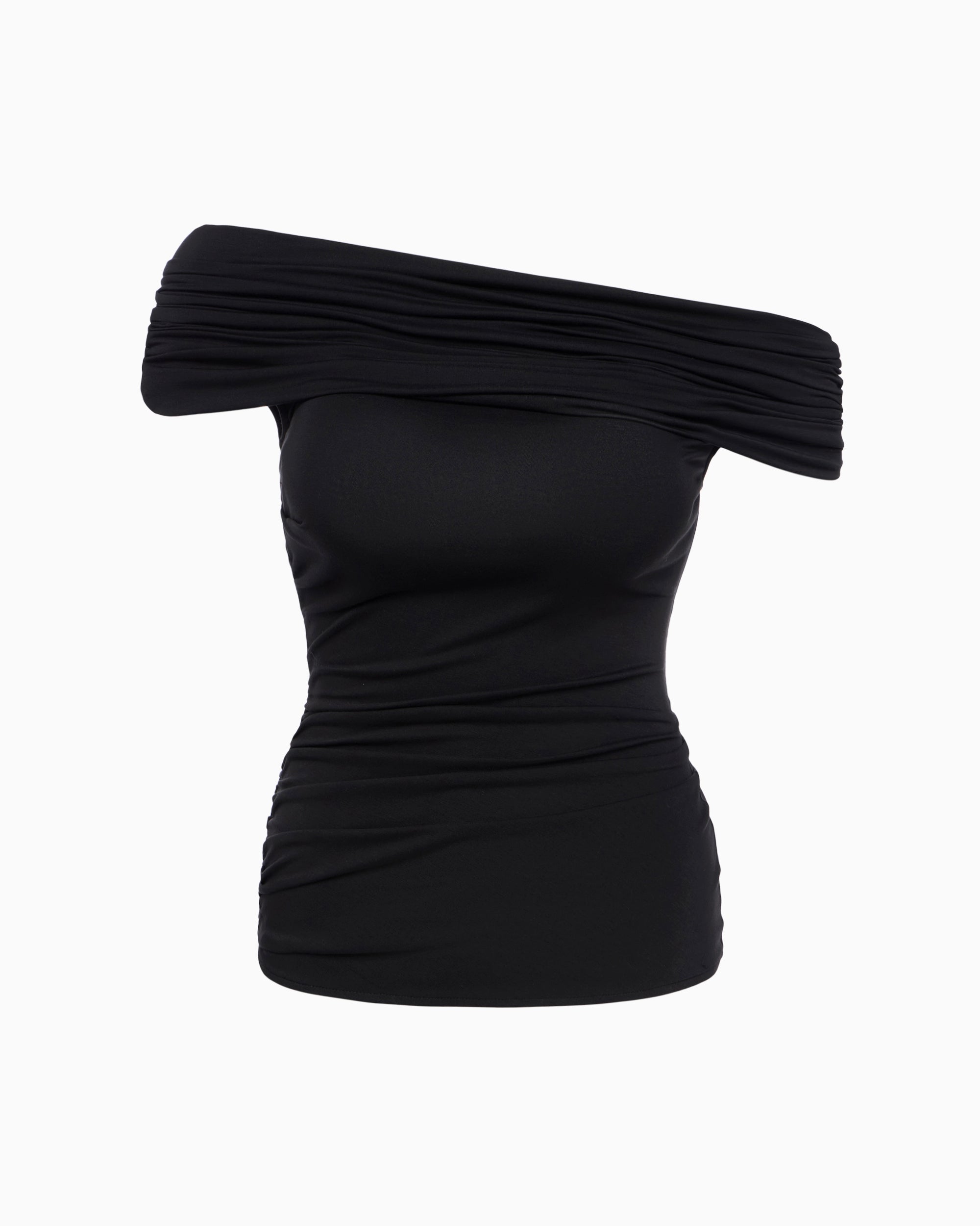 Black Off-Shoulder Draped Top