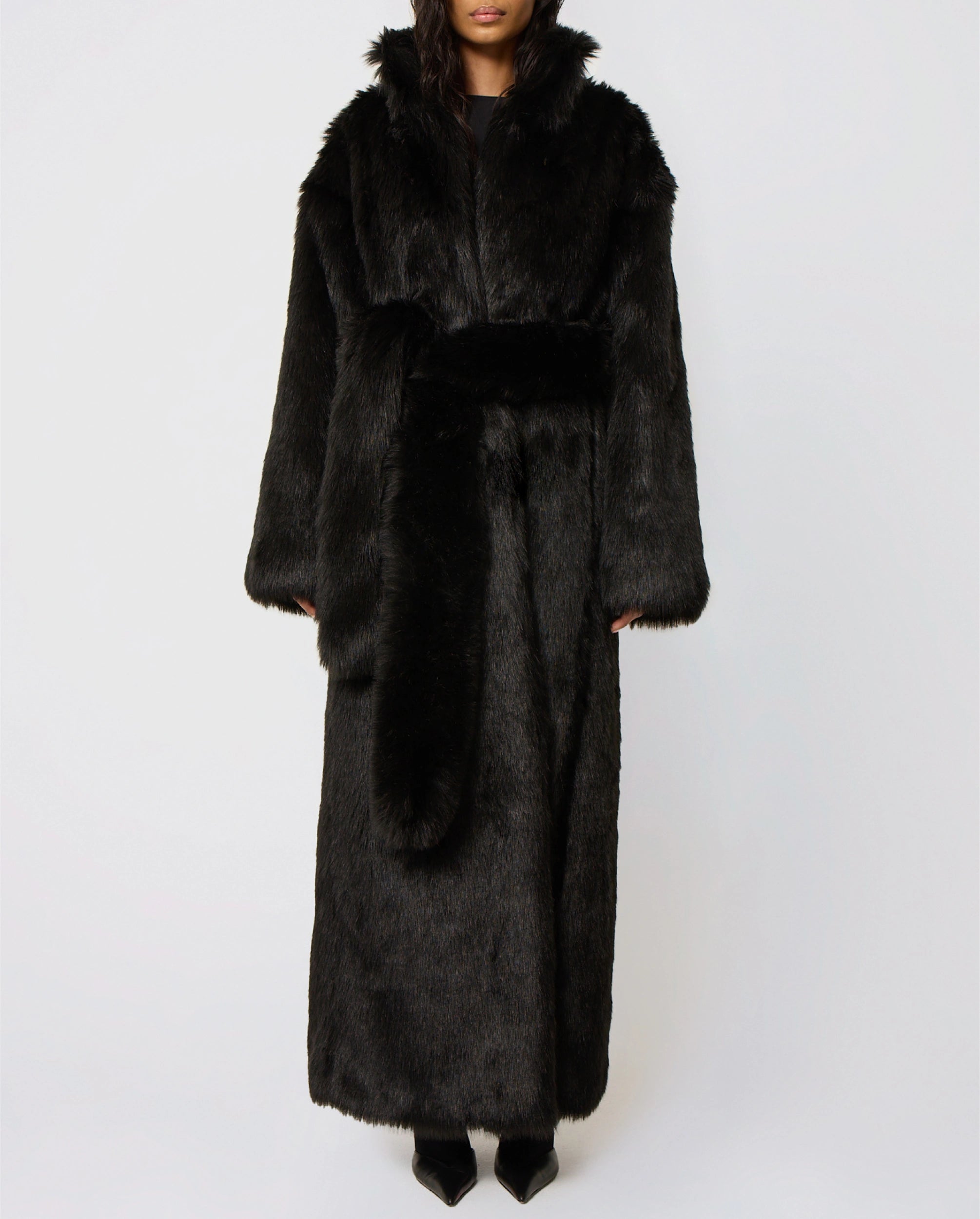 Black Faux Fur Coat - Soft Winter Outerwear