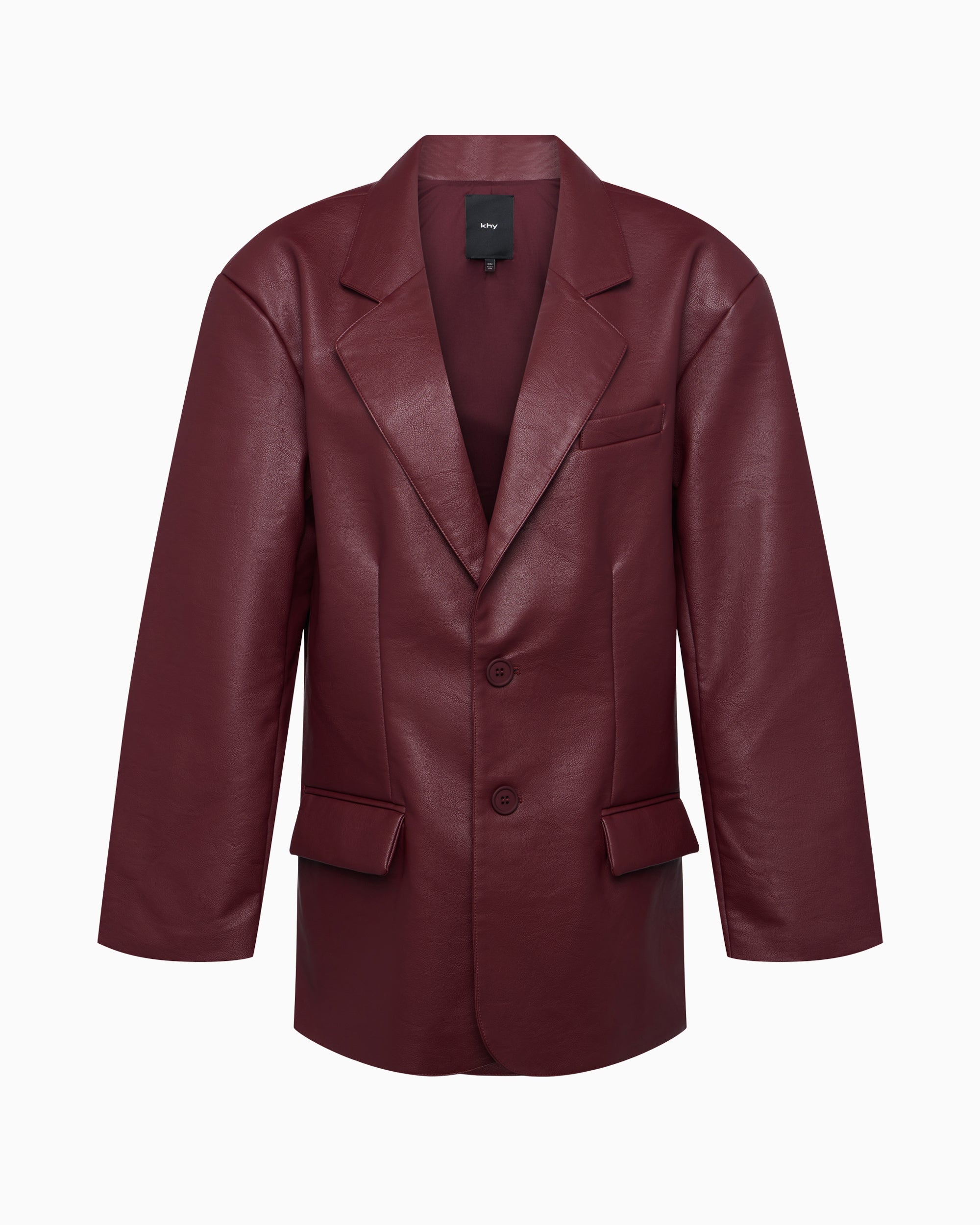 Merlot Faux Leather Oversized Blazer for Women