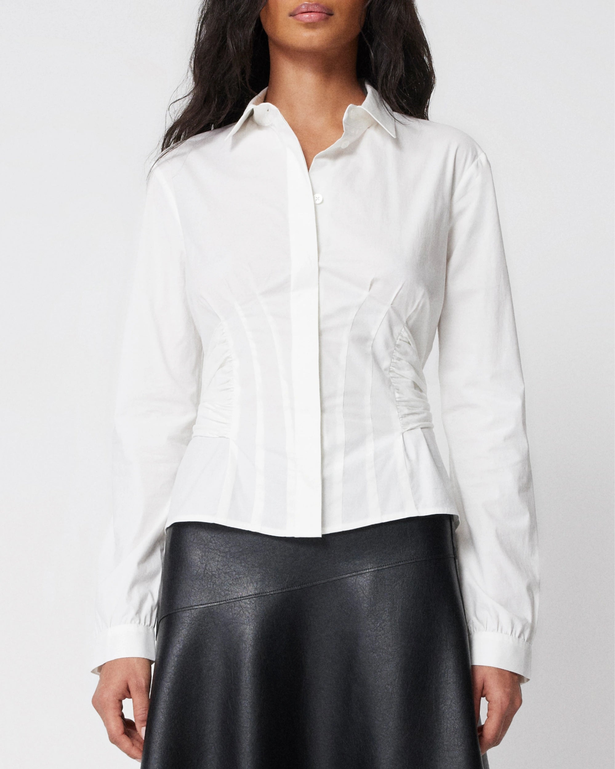 White Seamed Button-Down Shirt