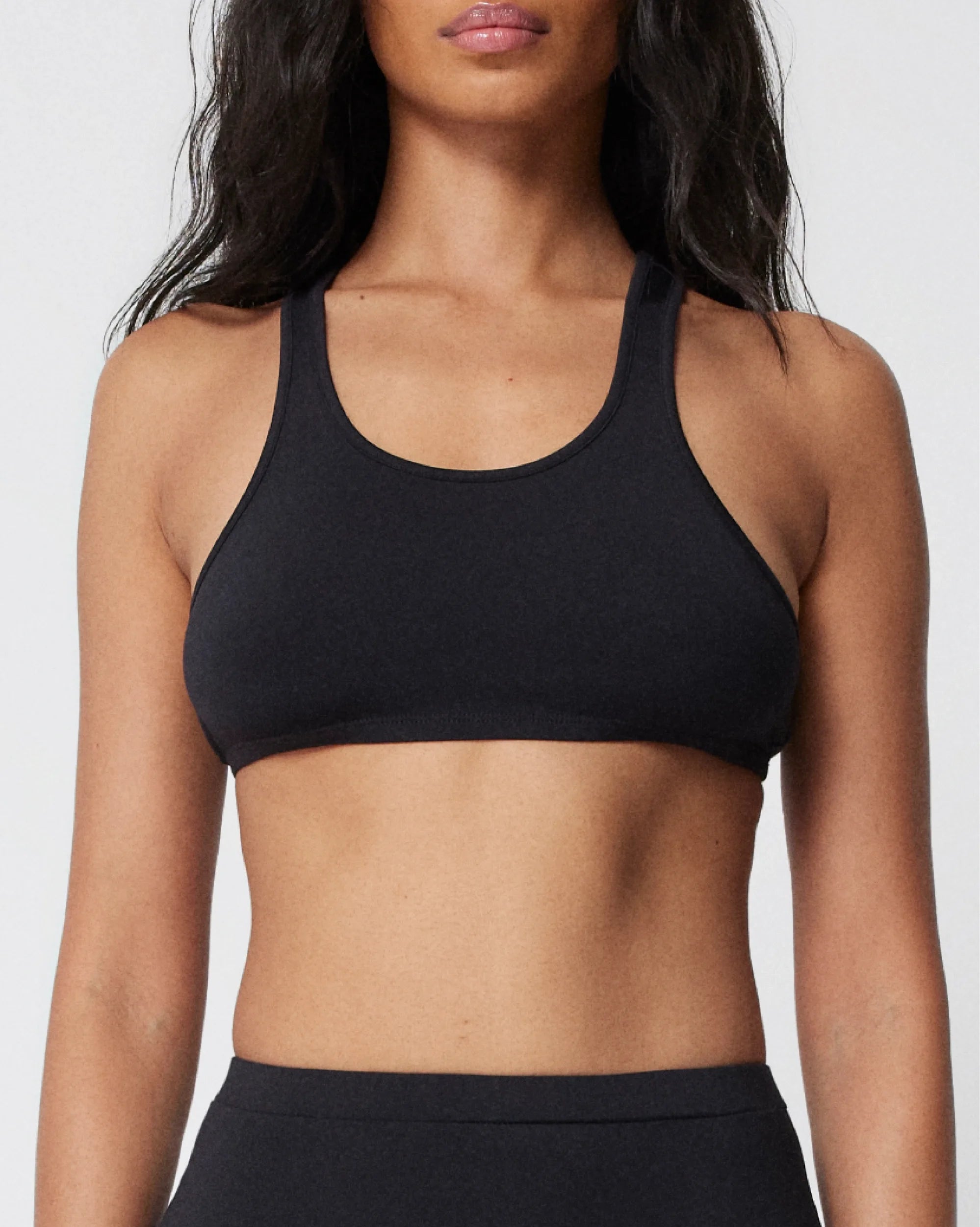 Black Racer Bralette for Active Wear
