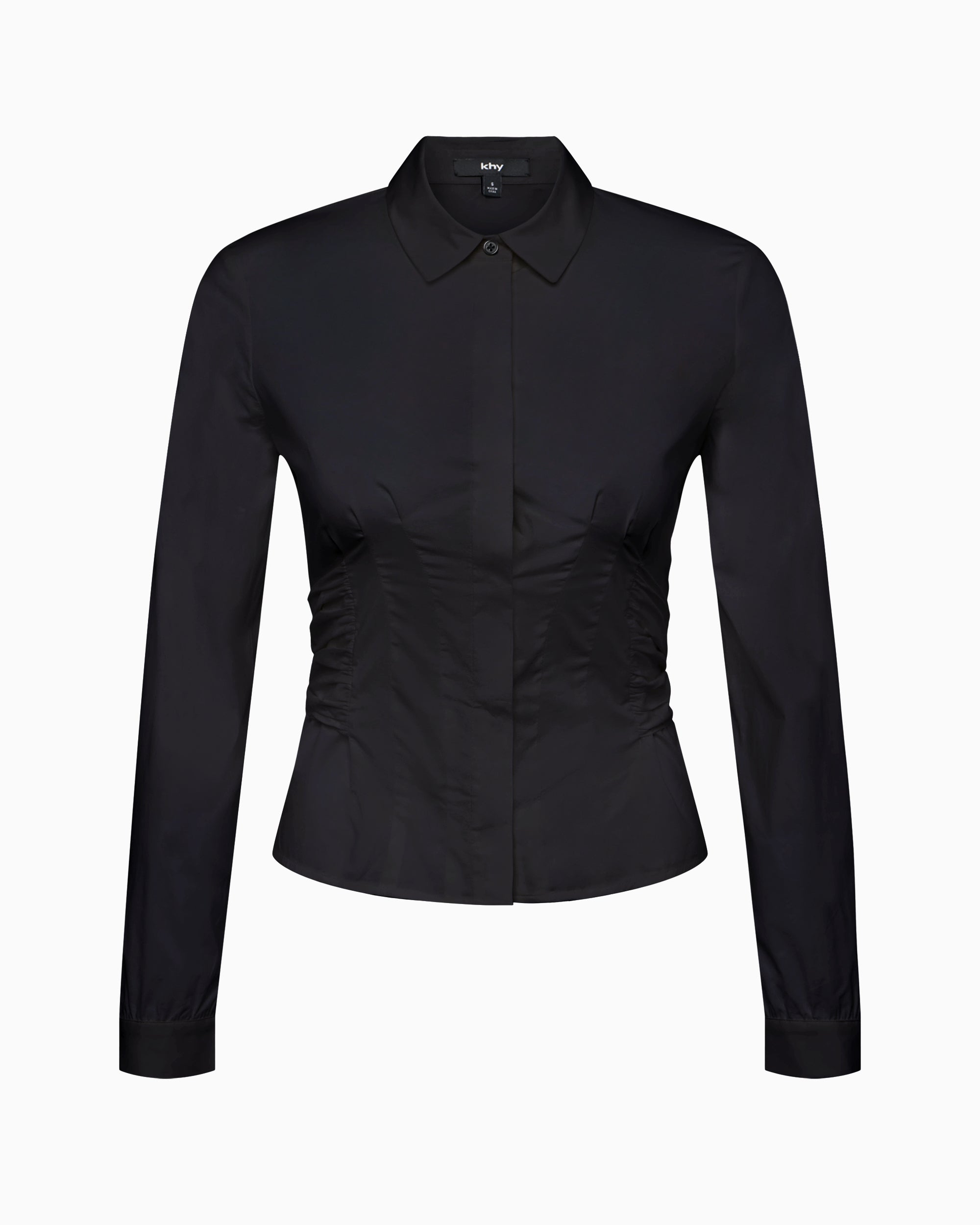 Black Seamed Button-Down Shirt