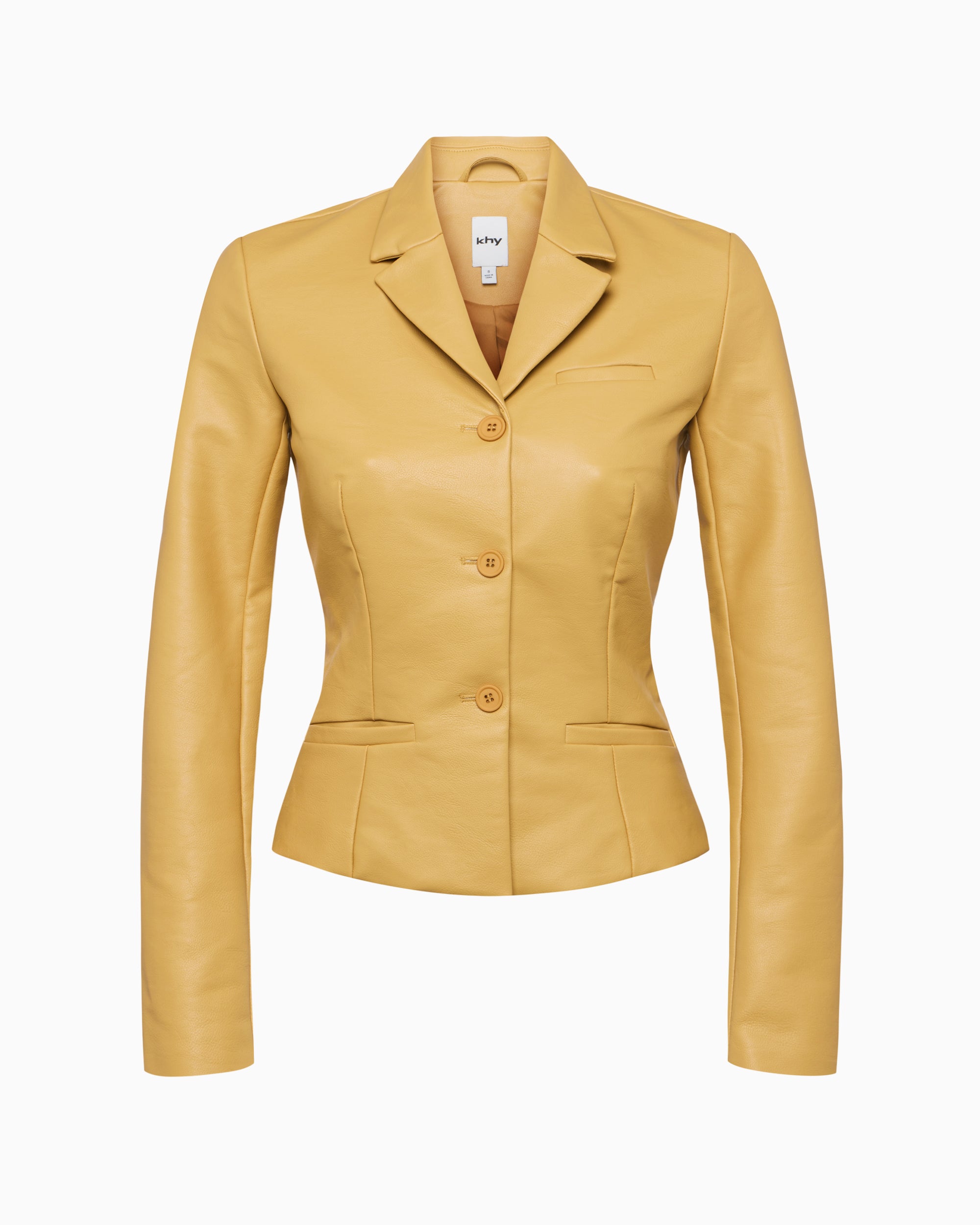 Honey Faux Leather Blazer – Slim Fit Style