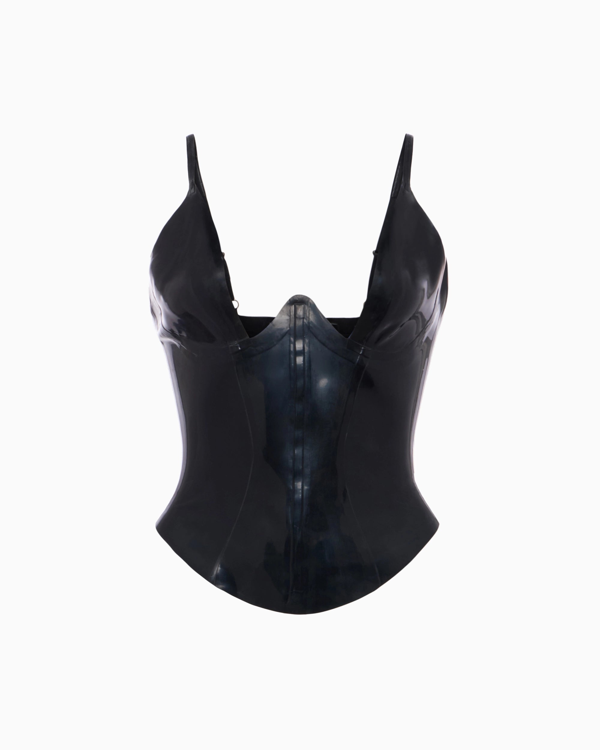 Black Plunge Neck Latex Tank Top
