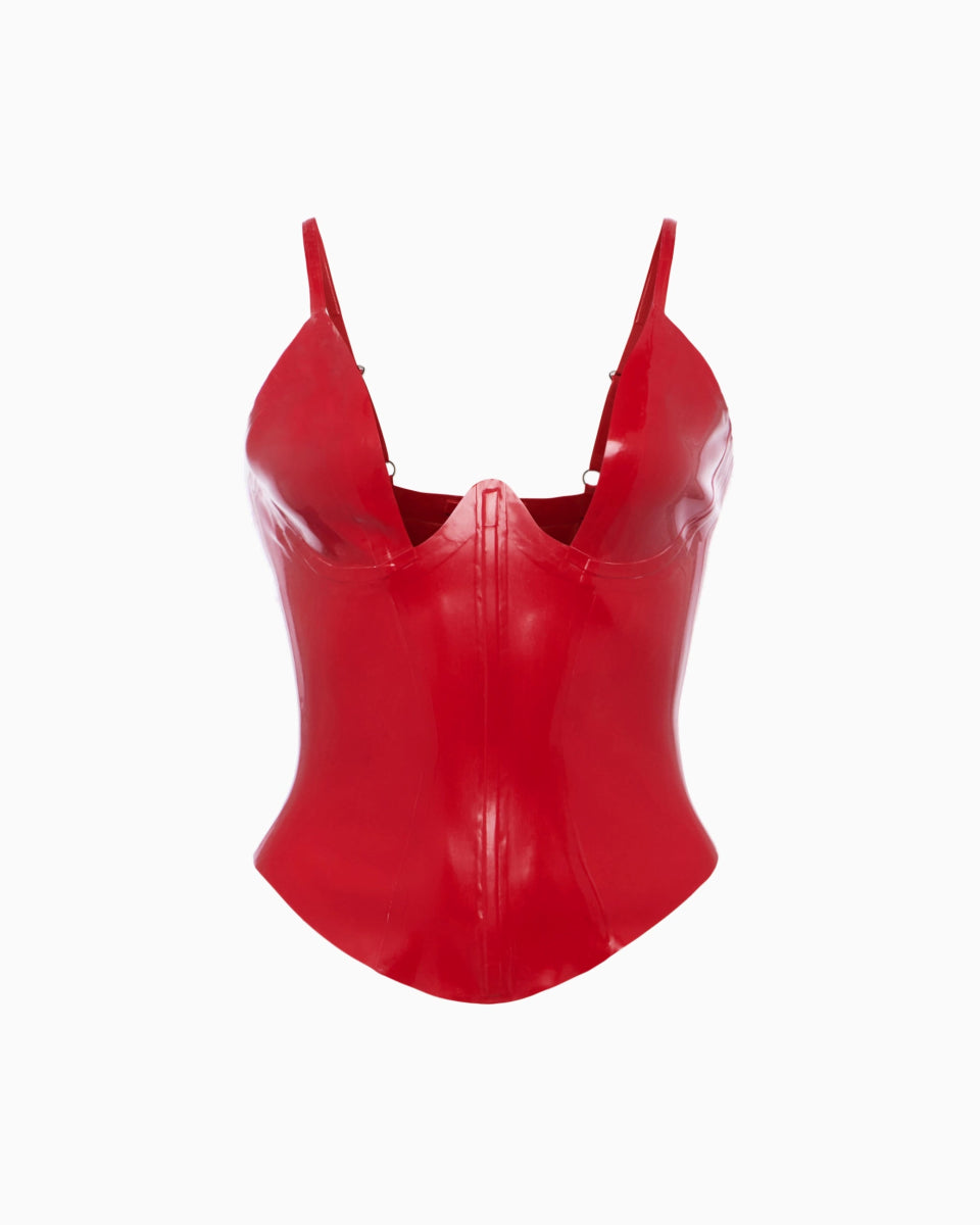 Rouge Plunge Latex Tank Top for Night Out