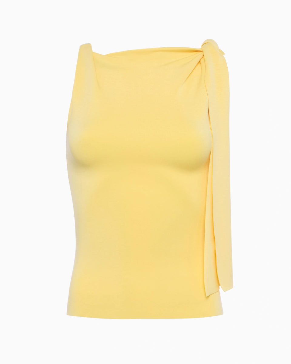 Butter Yellow Knotted Suede Stretch Top