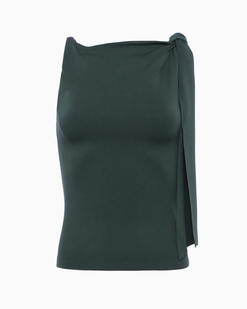 Evergreen Knotted Suede Stretch Top