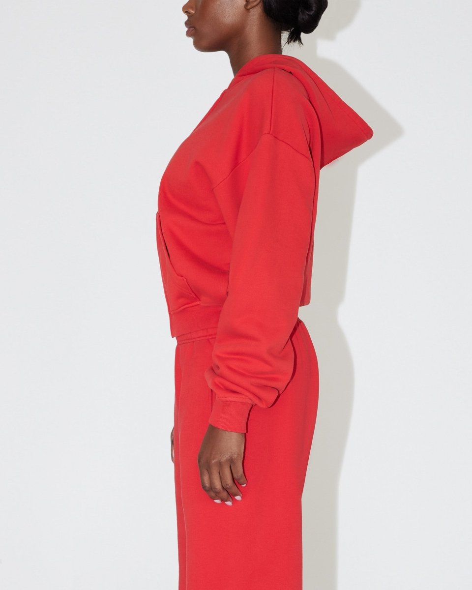 Red Fleece Zip-Up Hoodie for Men & Women