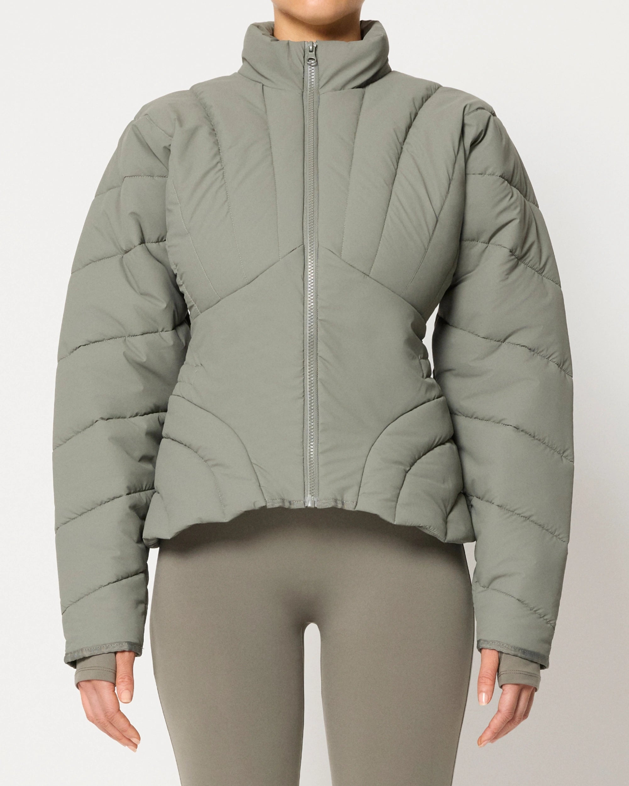 Dusty Olive Puffer Jacket for Stylish Warmth