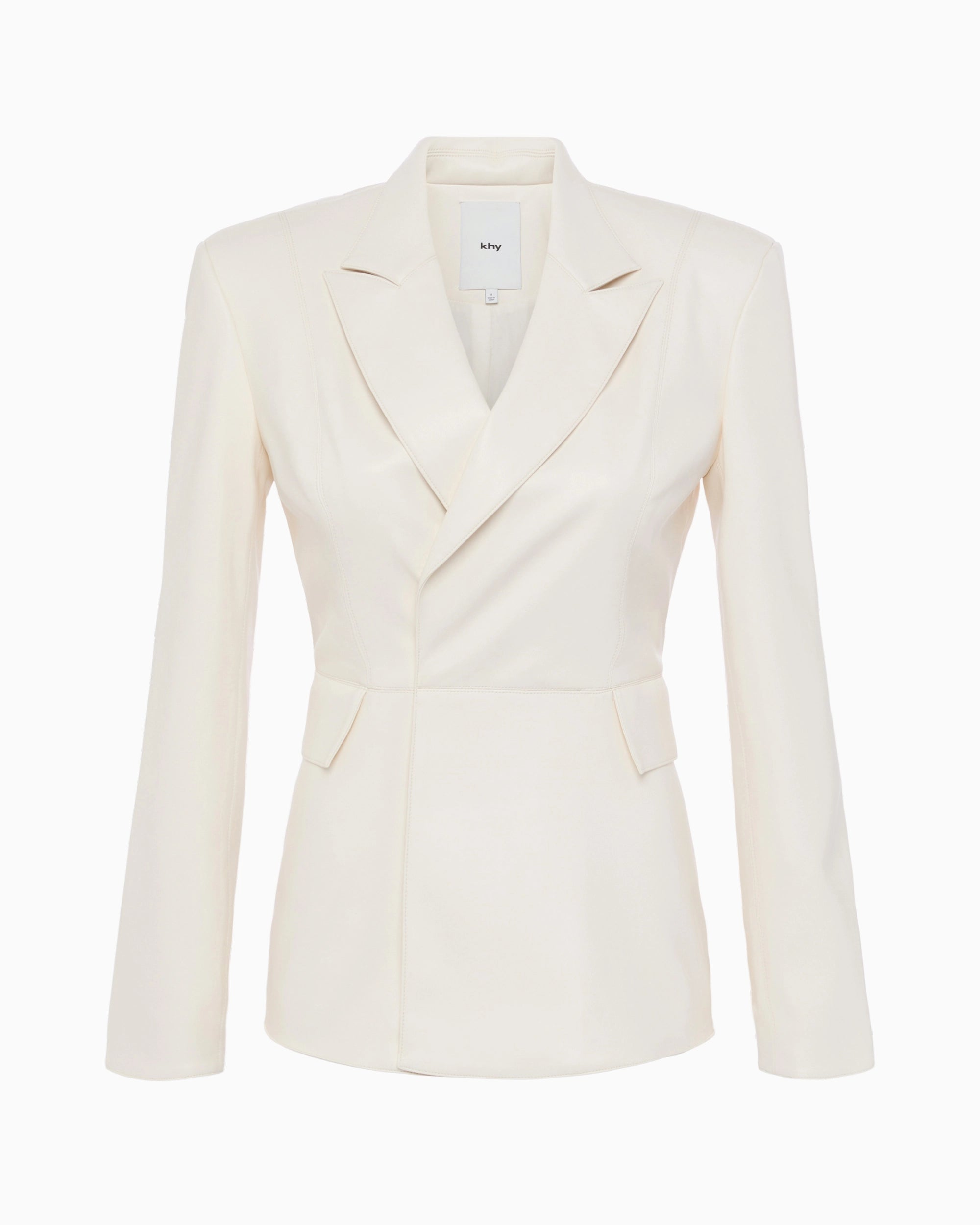 Chalk Faux Leather Blazer for Women