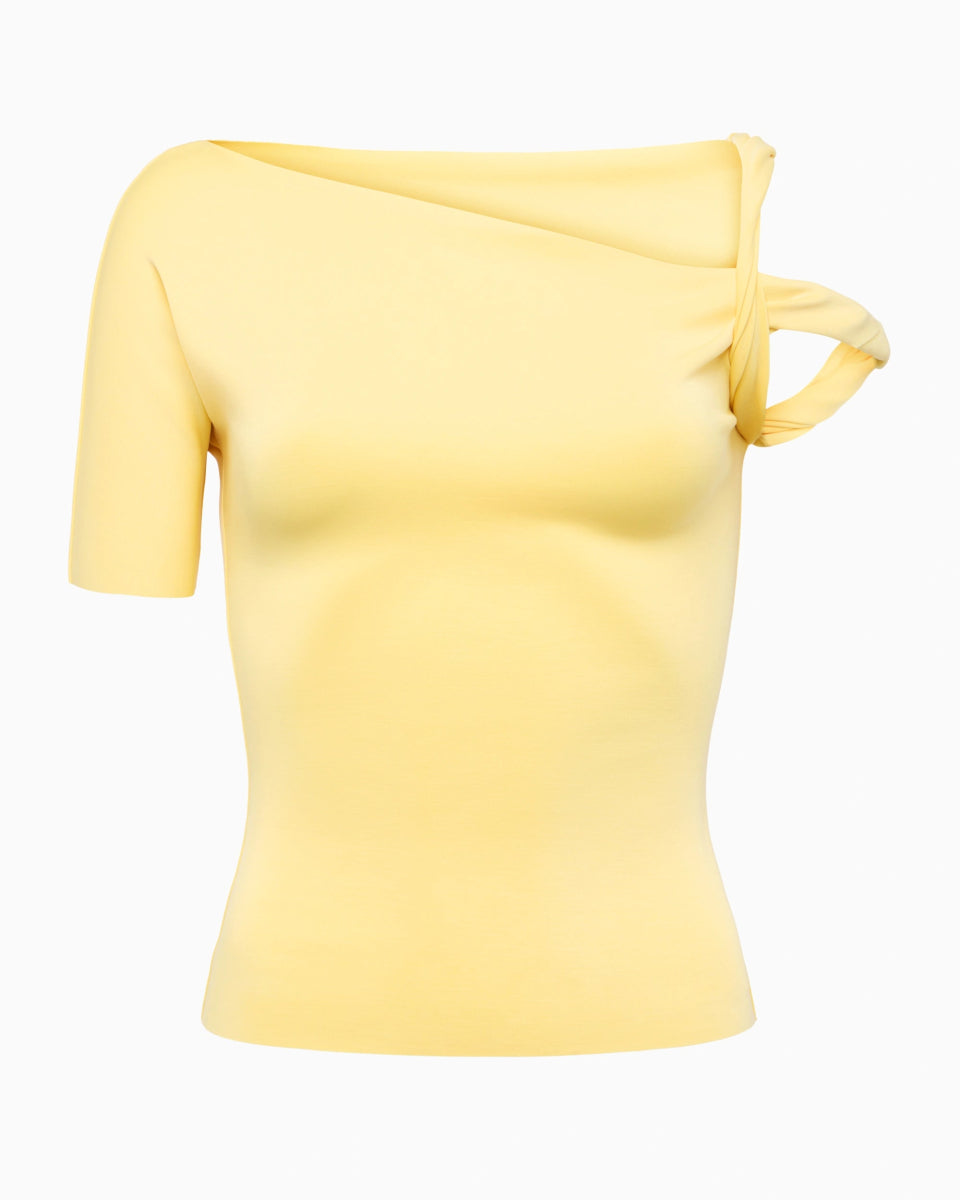 Butter Yellow Sueded Stretch Twisted Top