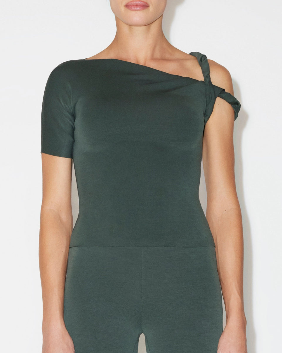 Evergreen Stretch Twisted Suede Top