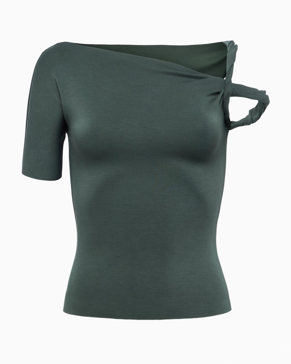 Evergreen Stretch Twisted Suede Top