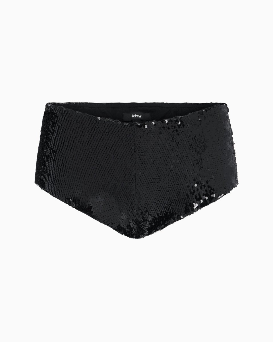 Black Sequin Micro Shorts for Party