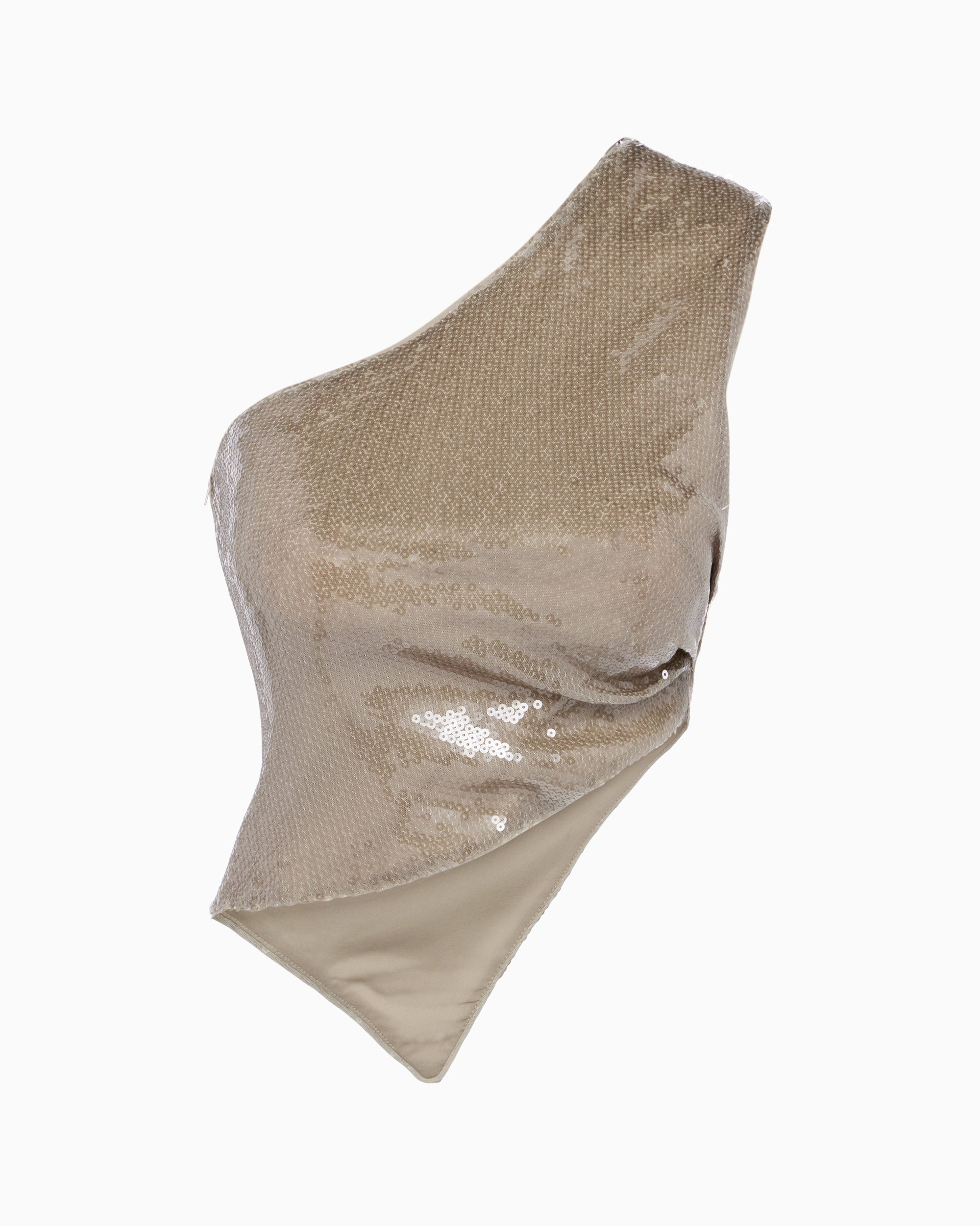 Champagne Sequin One-Shoulder Party Top