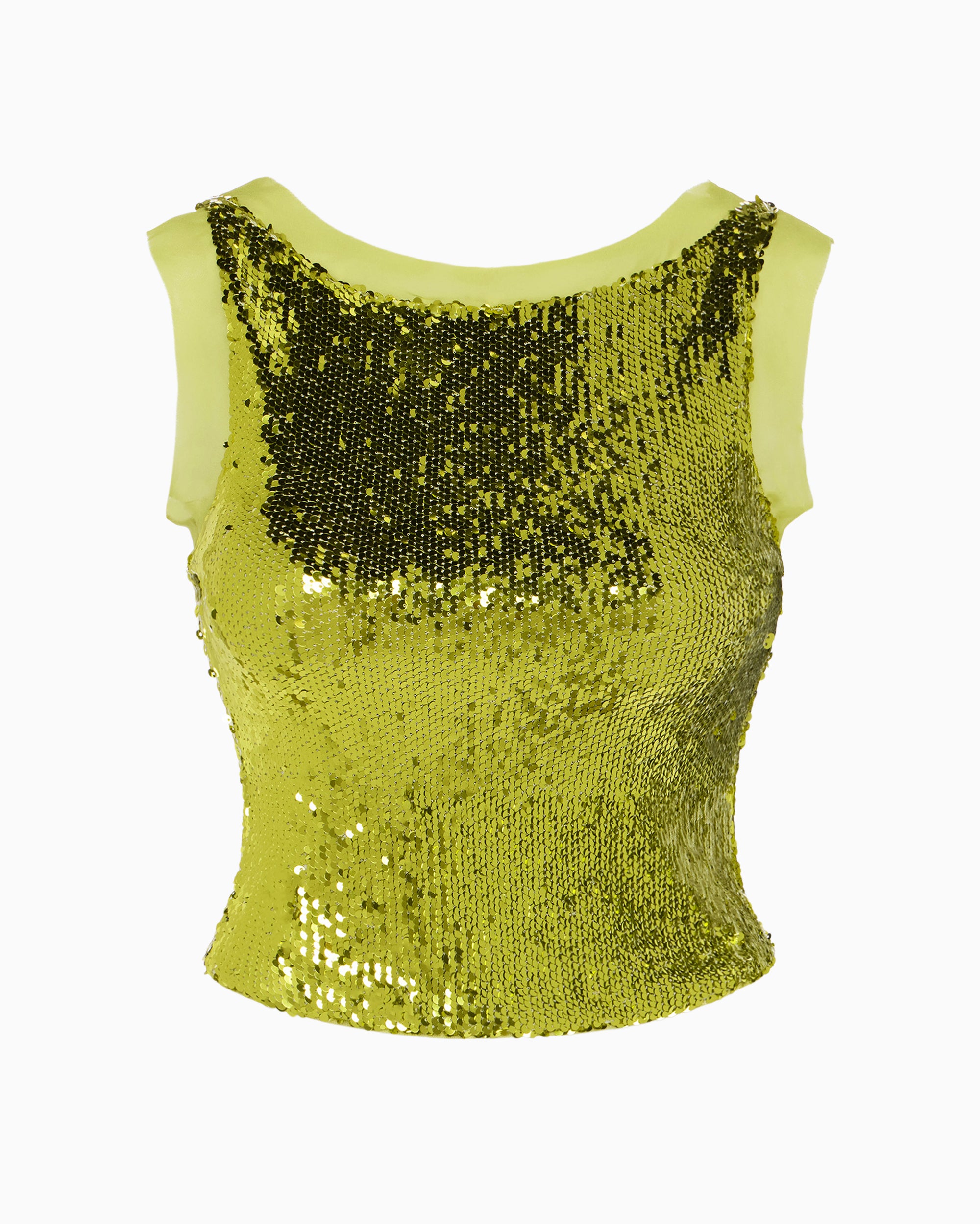 Chartreuse Sequin Tank Top for Parties