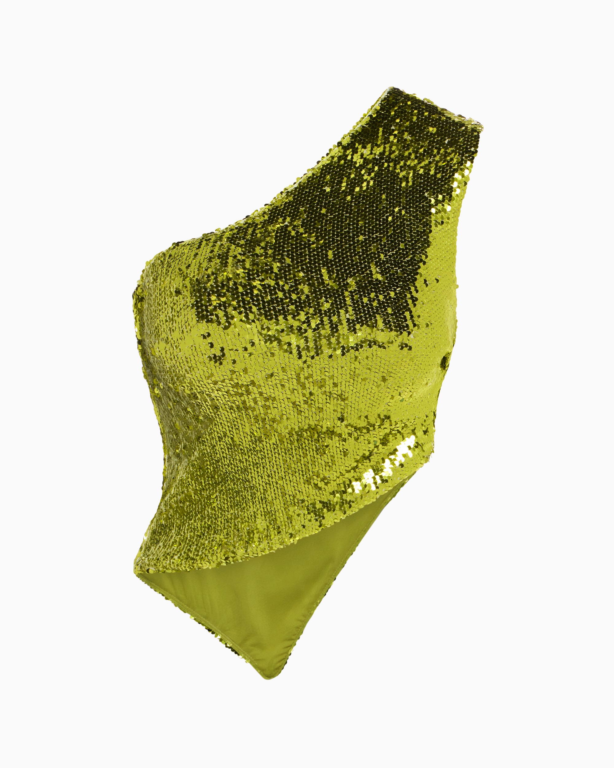 Chartreuse Sequin One-Shoulder Party Top