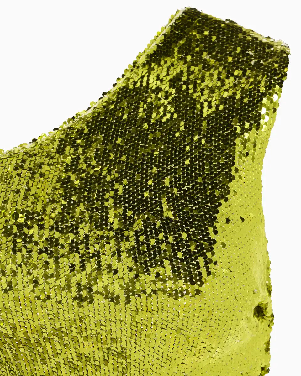 Chartreuse Sequin One-Shoulder Party Top