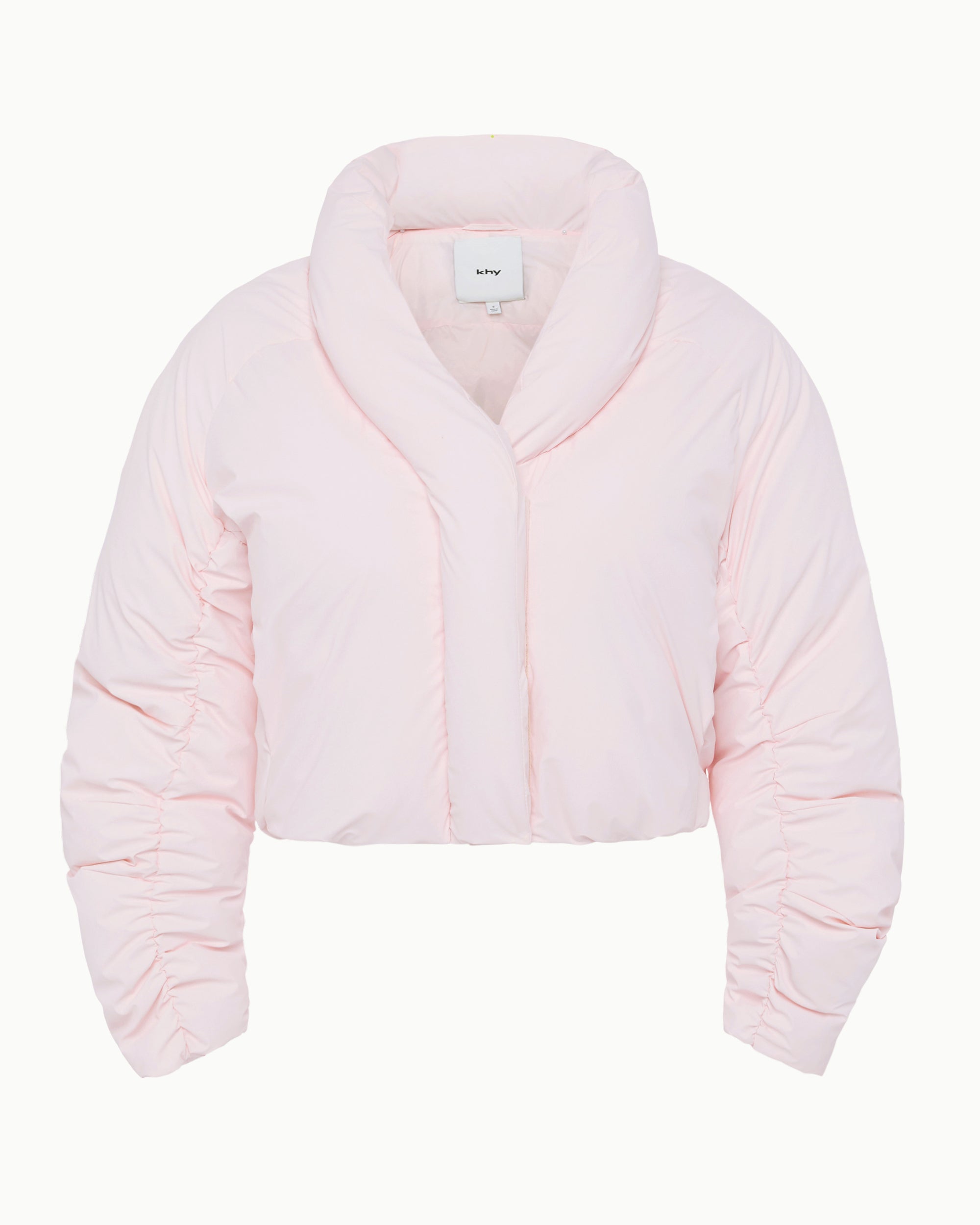 Powder Pink Cropped Puffer Jacket for Women