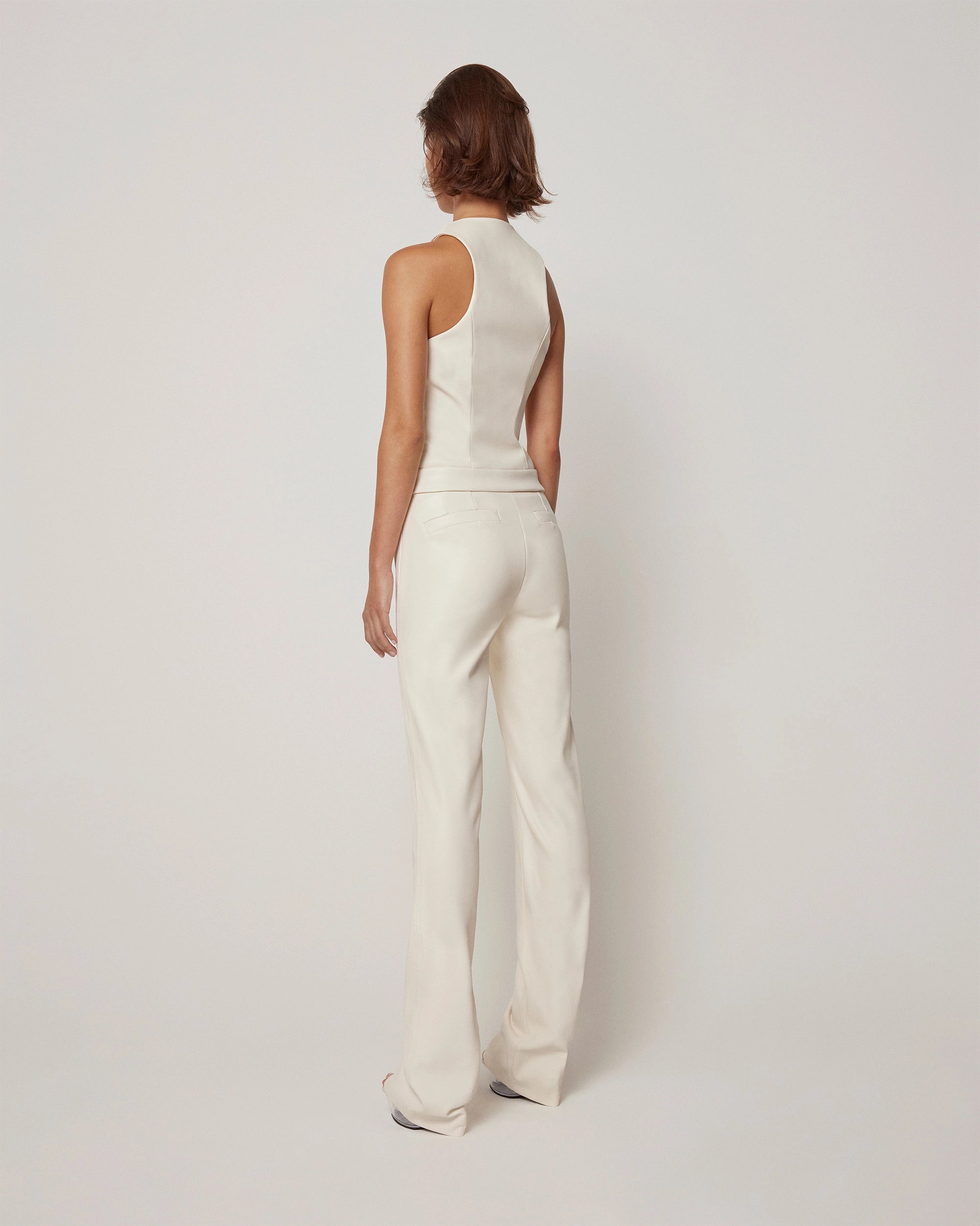 Chalk Faux Leather Zip-Up Tank Top