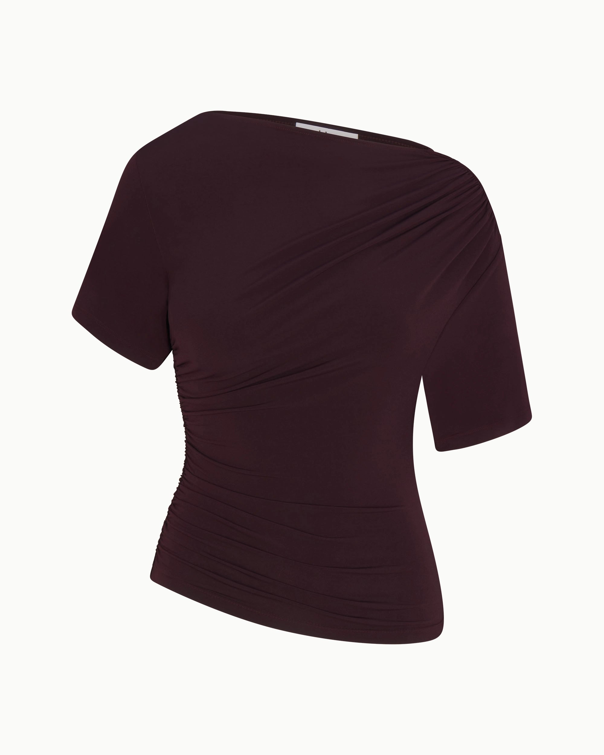 Black Cherry Ruched Asymmetrical Top