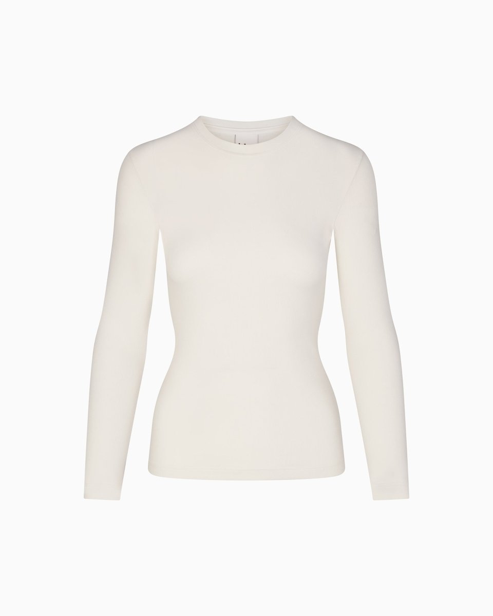 Ribbed Long Sleeve Tee in Ecru
