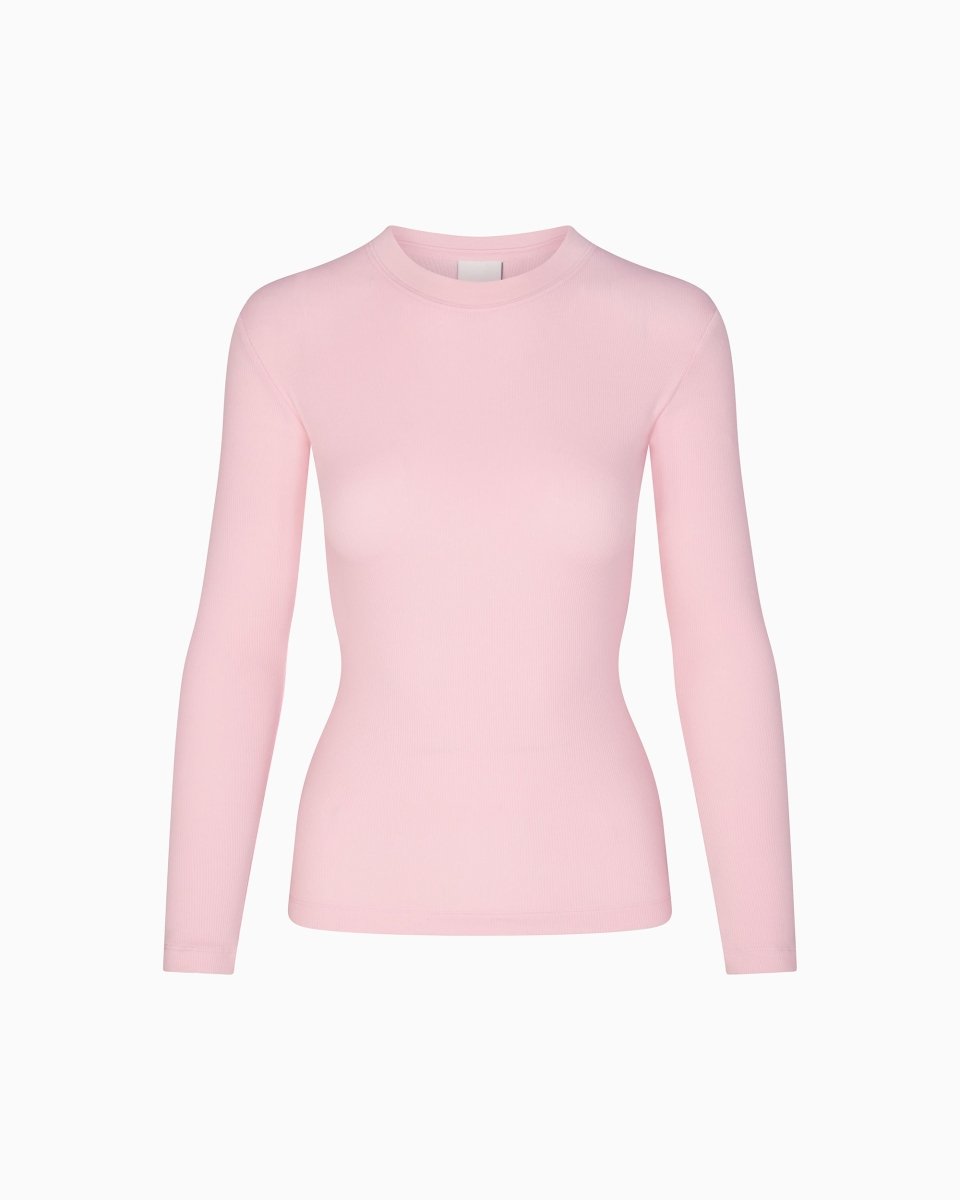 Ribbed Long Sleeve Tee in Orchid Pink