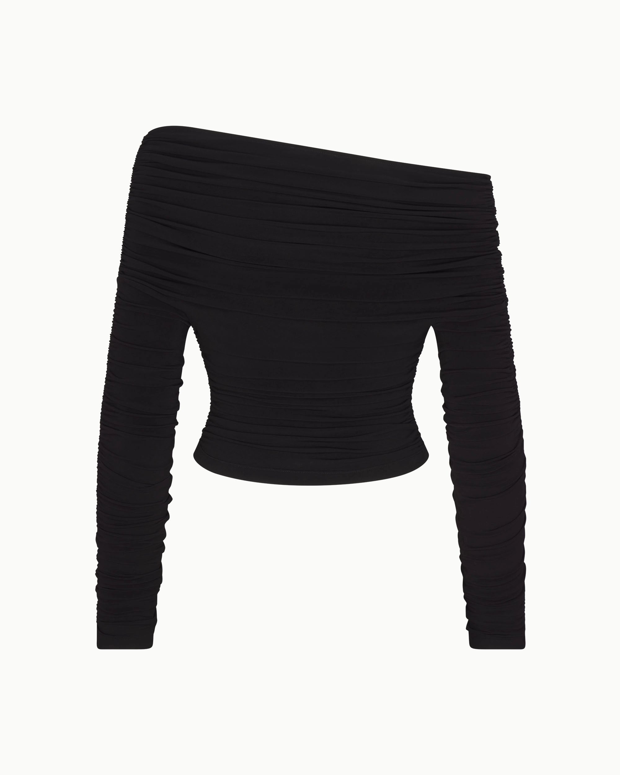 Black Ruched Long Sleeve Top