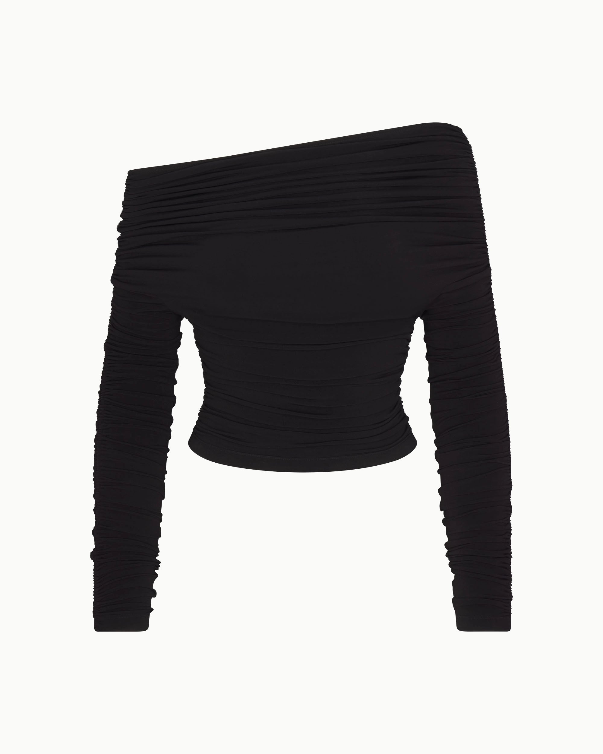 Black Ruched Long Sleeve Top