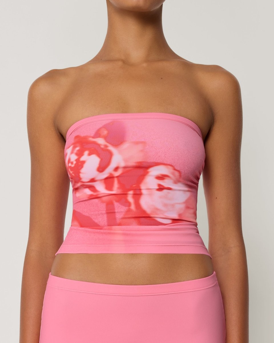Pink Peony Stretch Tube Top for Women